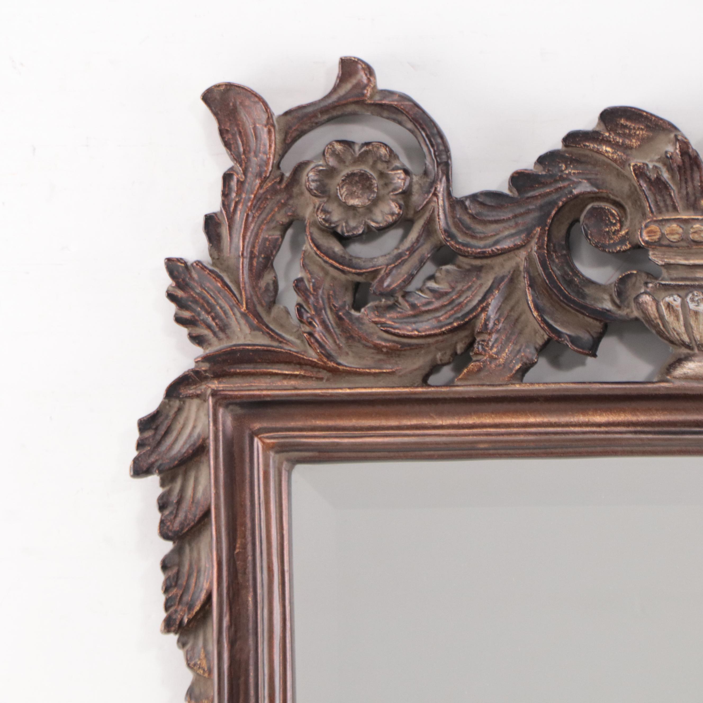 Rococo Style Carved Wood and Beveled Glass Wall Mirror