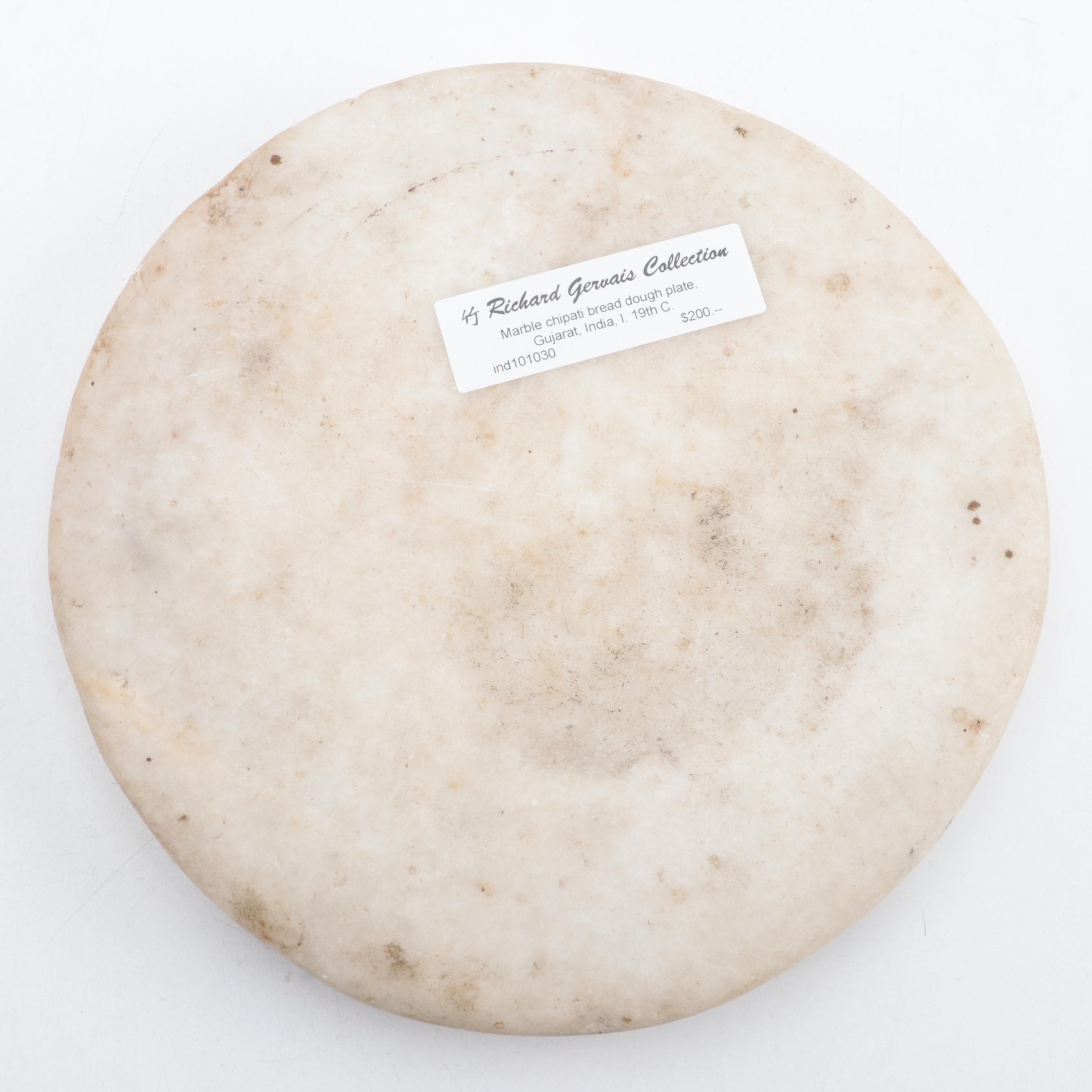 Indian Marble Chipati Bread Dough Plate, 19th Century