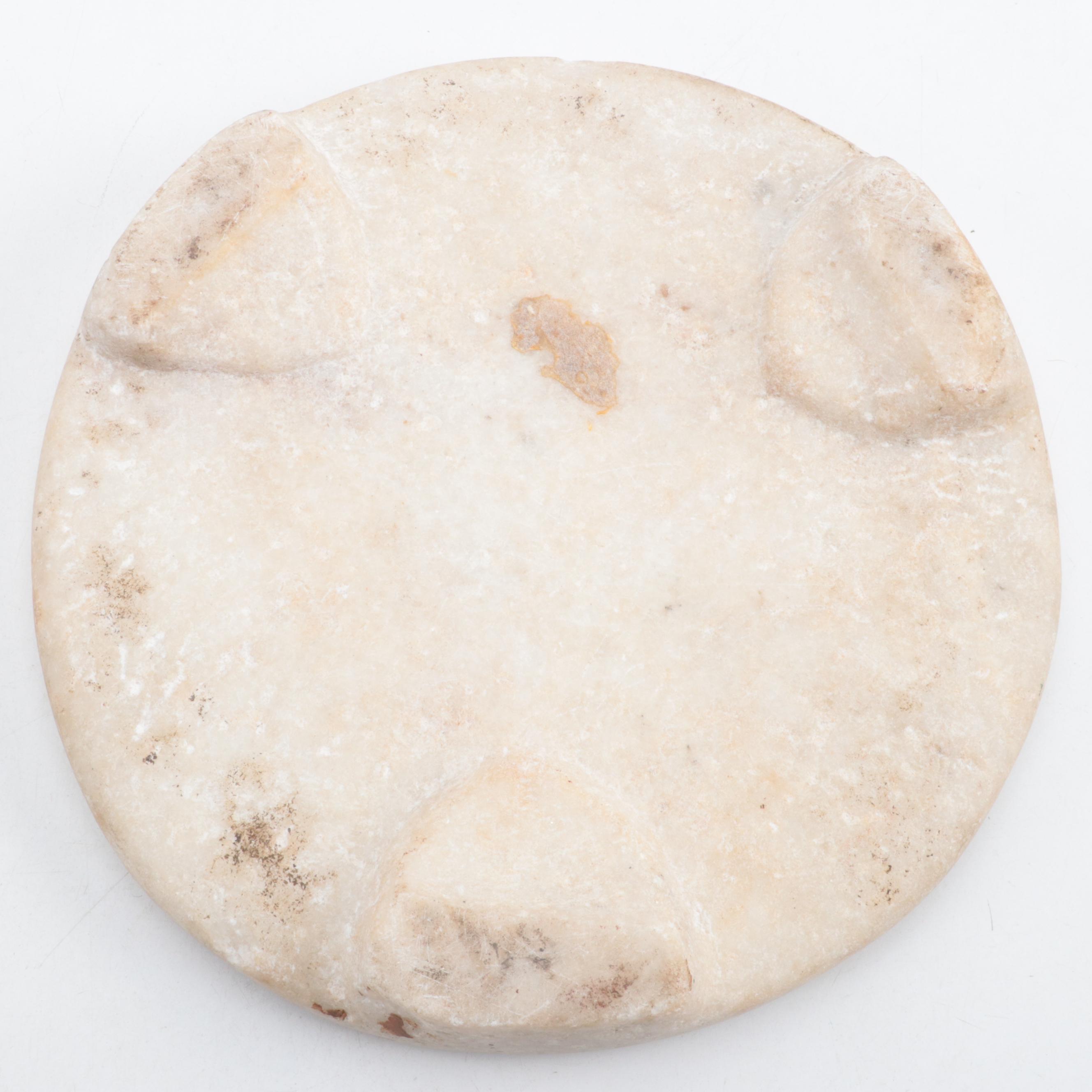 Indian Marble Chipati Bread Dough Plate, 19th Century