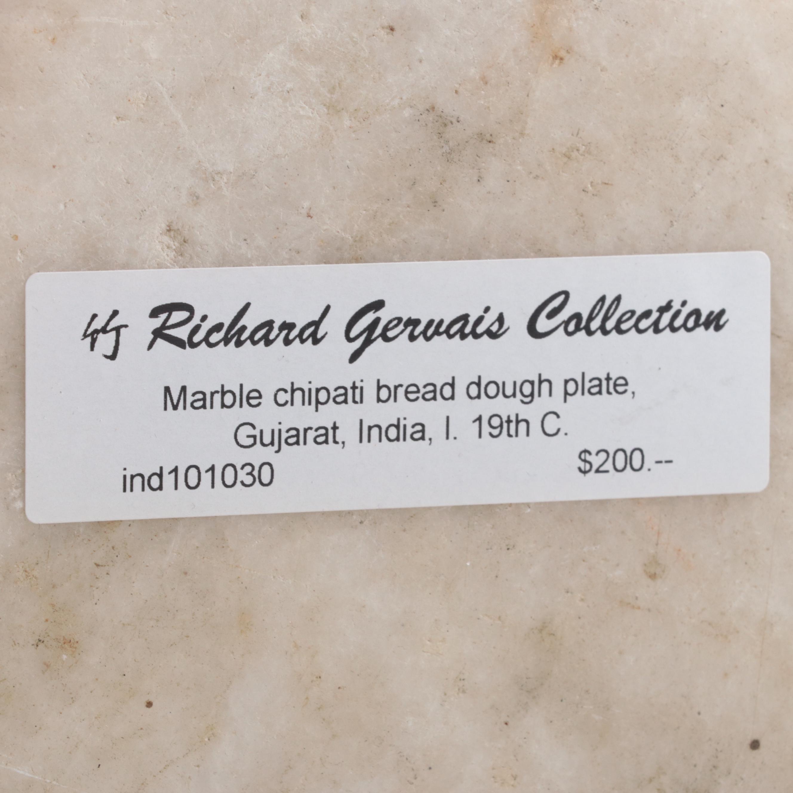 Indian Marble Chipati Bread Dough Plate, 19th Century