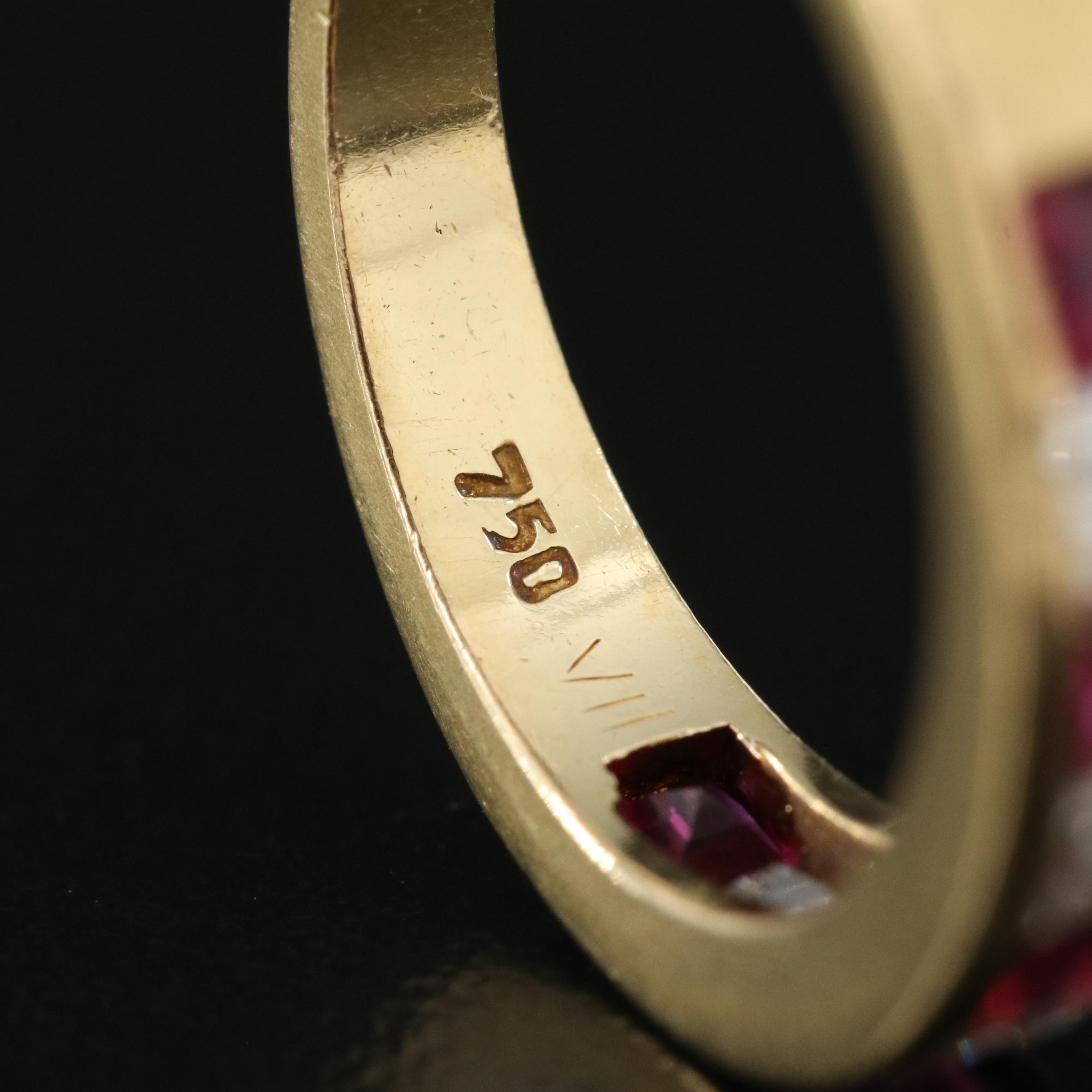 18K Flush Set Diamond and Ruby Band