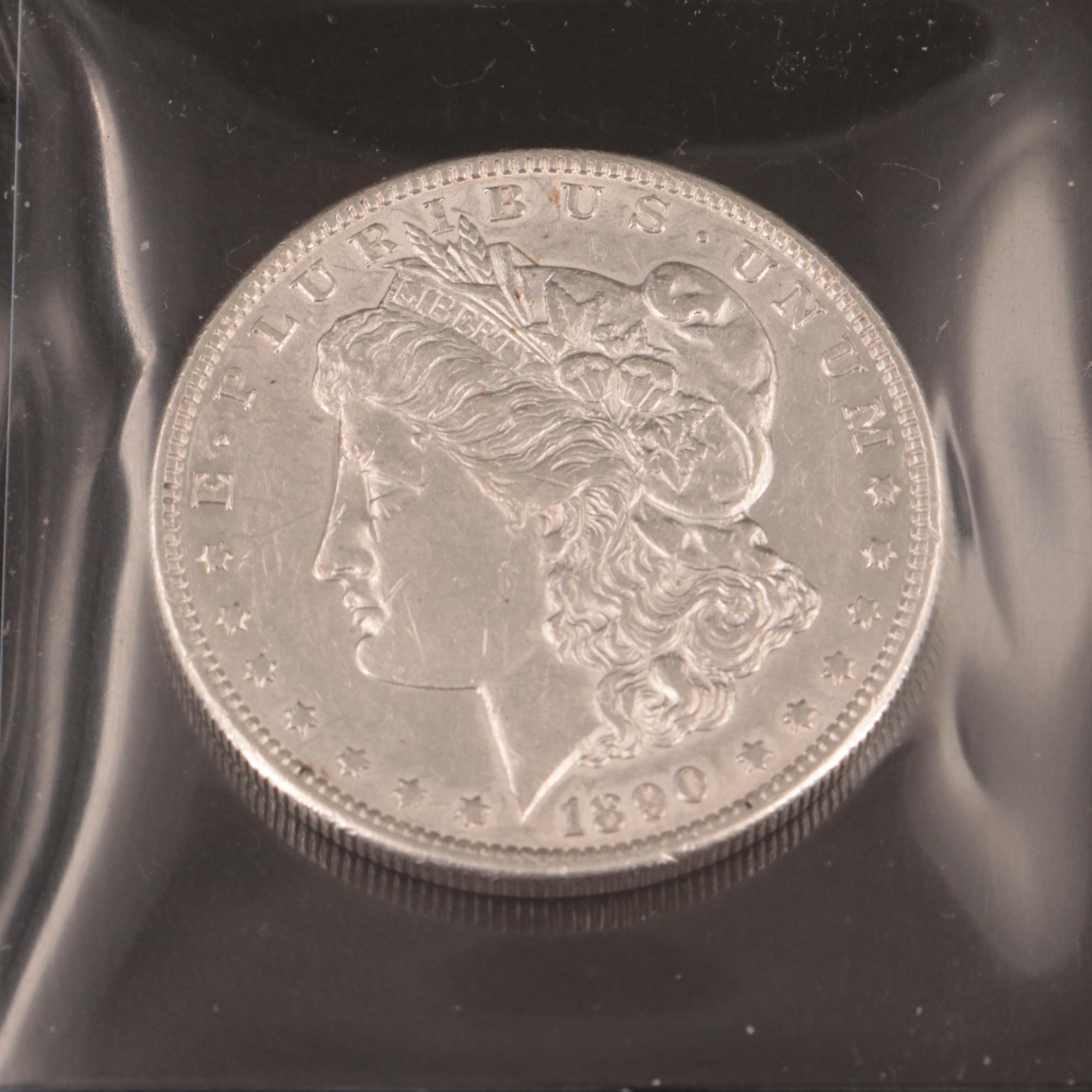 Twenty Morgan and Peace Dollars in Novelty Wrapper, Plus Four 1890-S Morgans