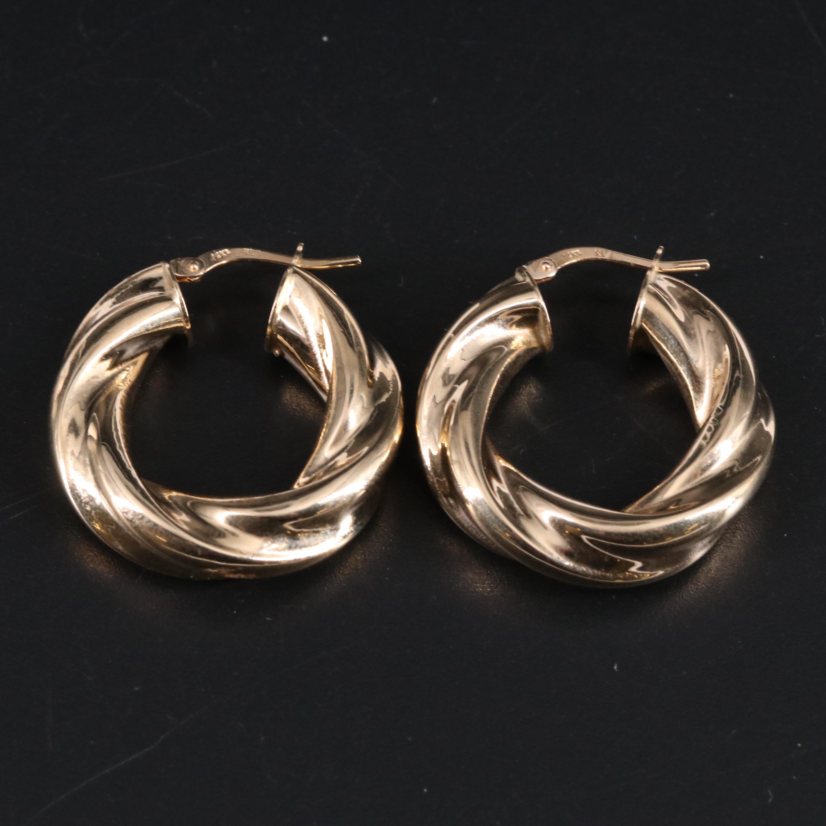 14K Twisted Hoop Earrings