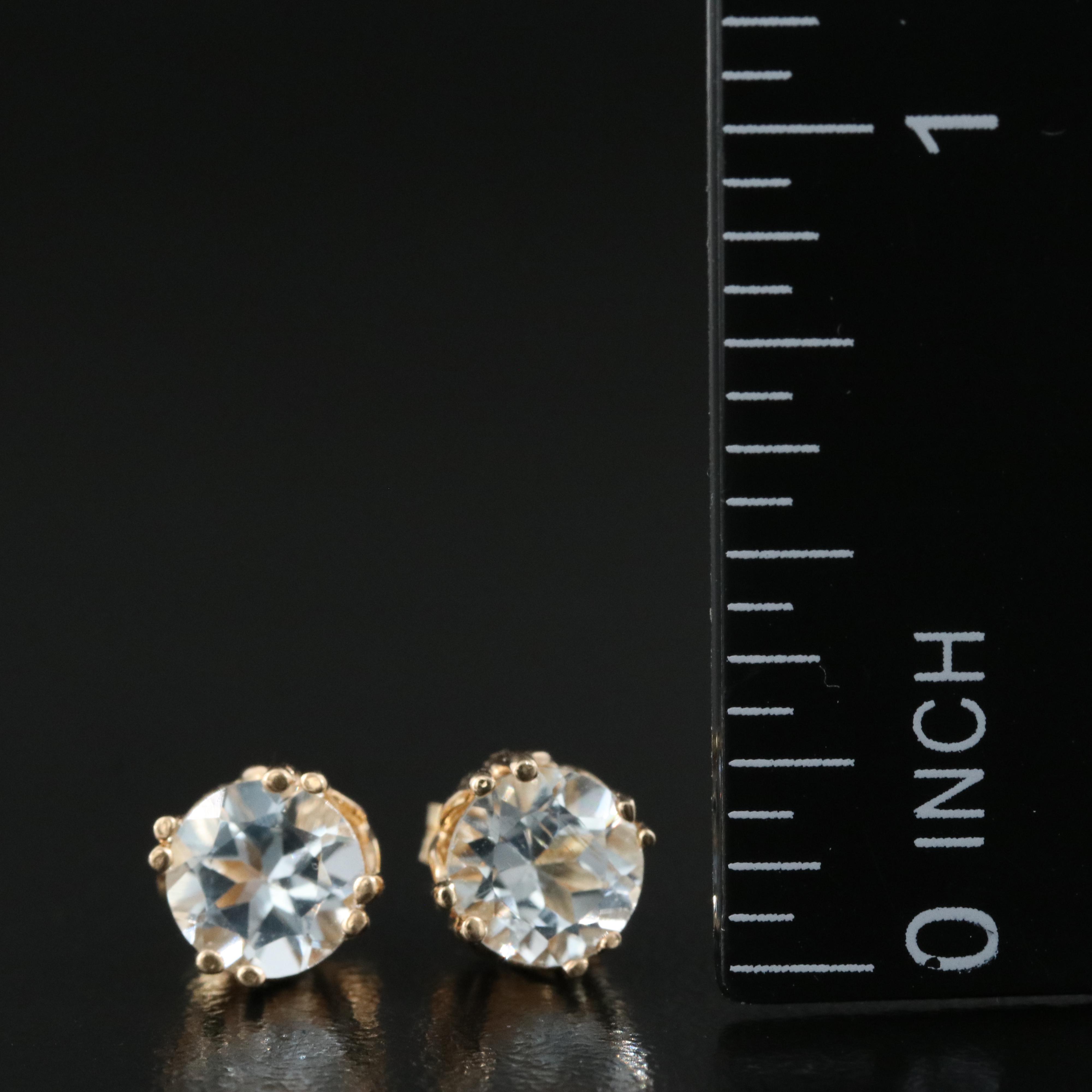 14K Aquamarine Stud Earrings
