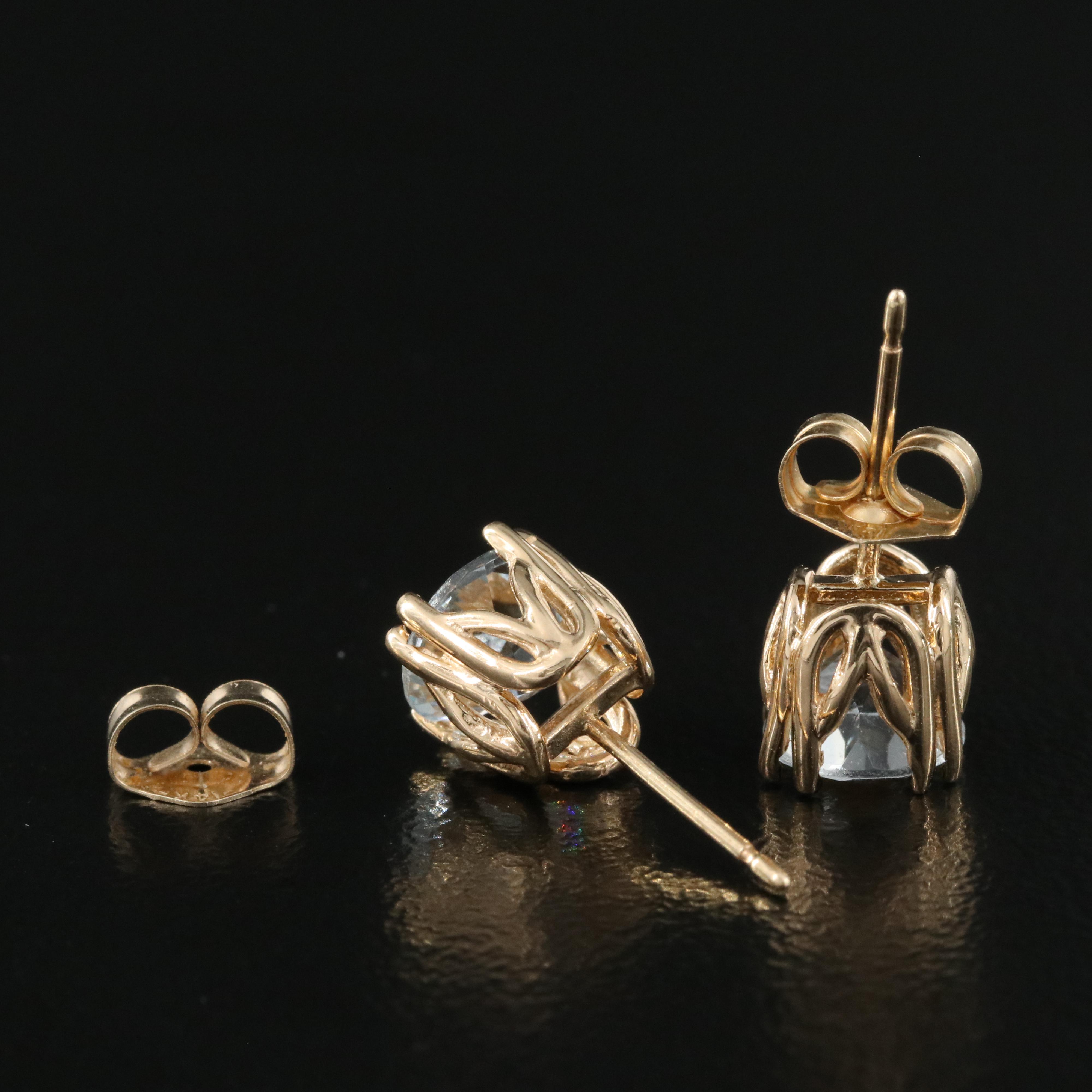 14K Aquamarine Stud Earrings