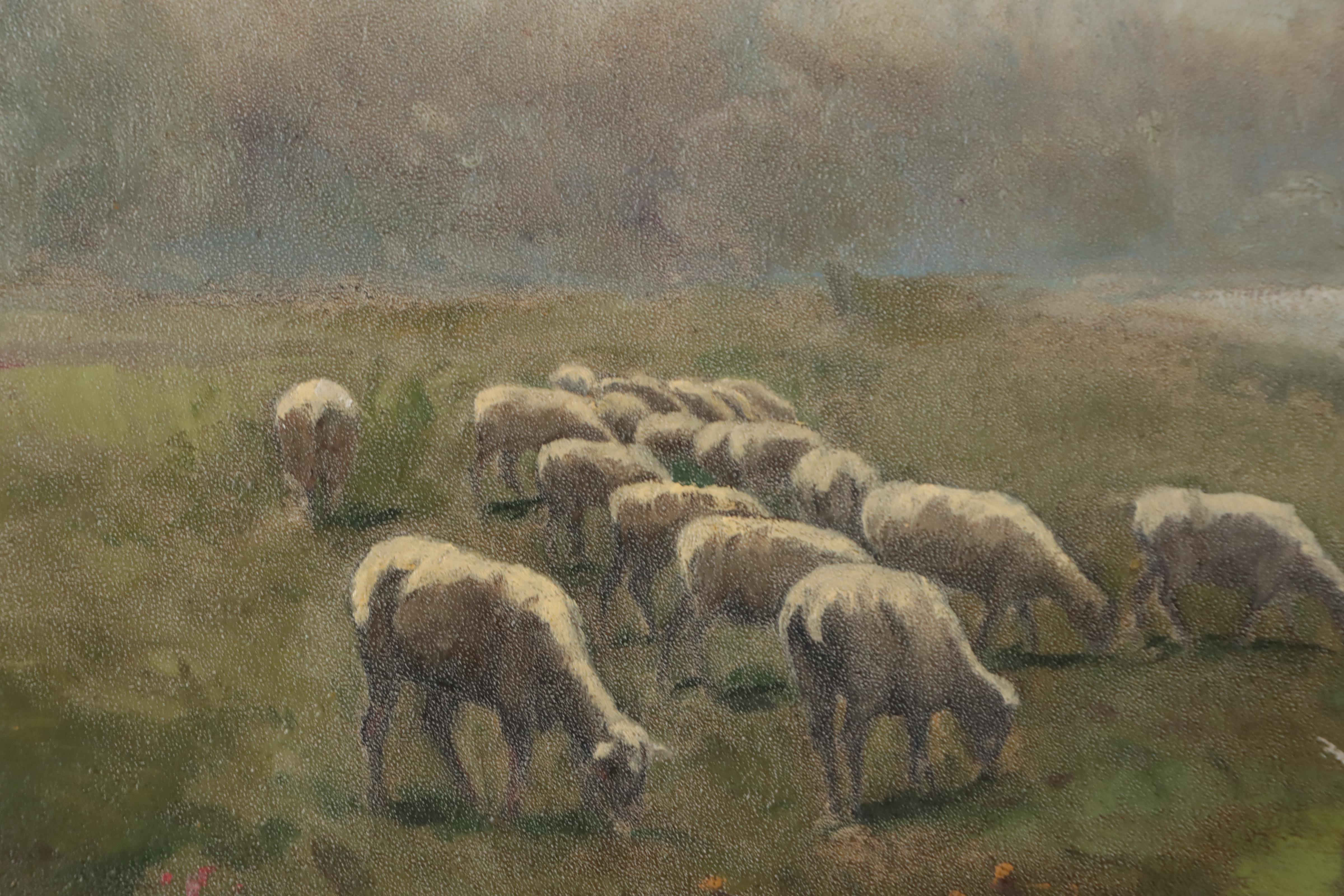 A.R. Dedemann Oil Painting of Shepherd, 1902