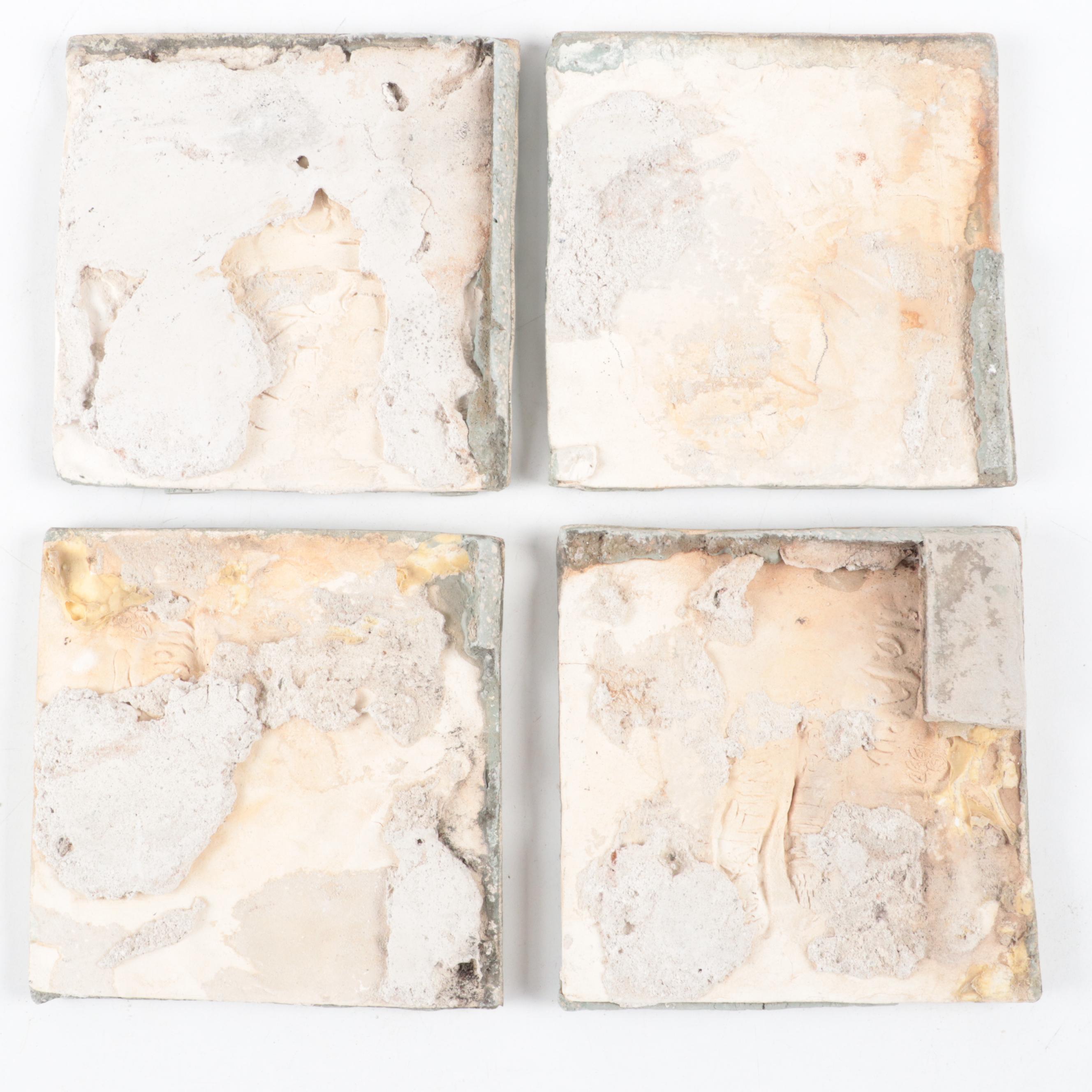 Hand-Painted Textured Ceramic Bamboo Tiles, 1997