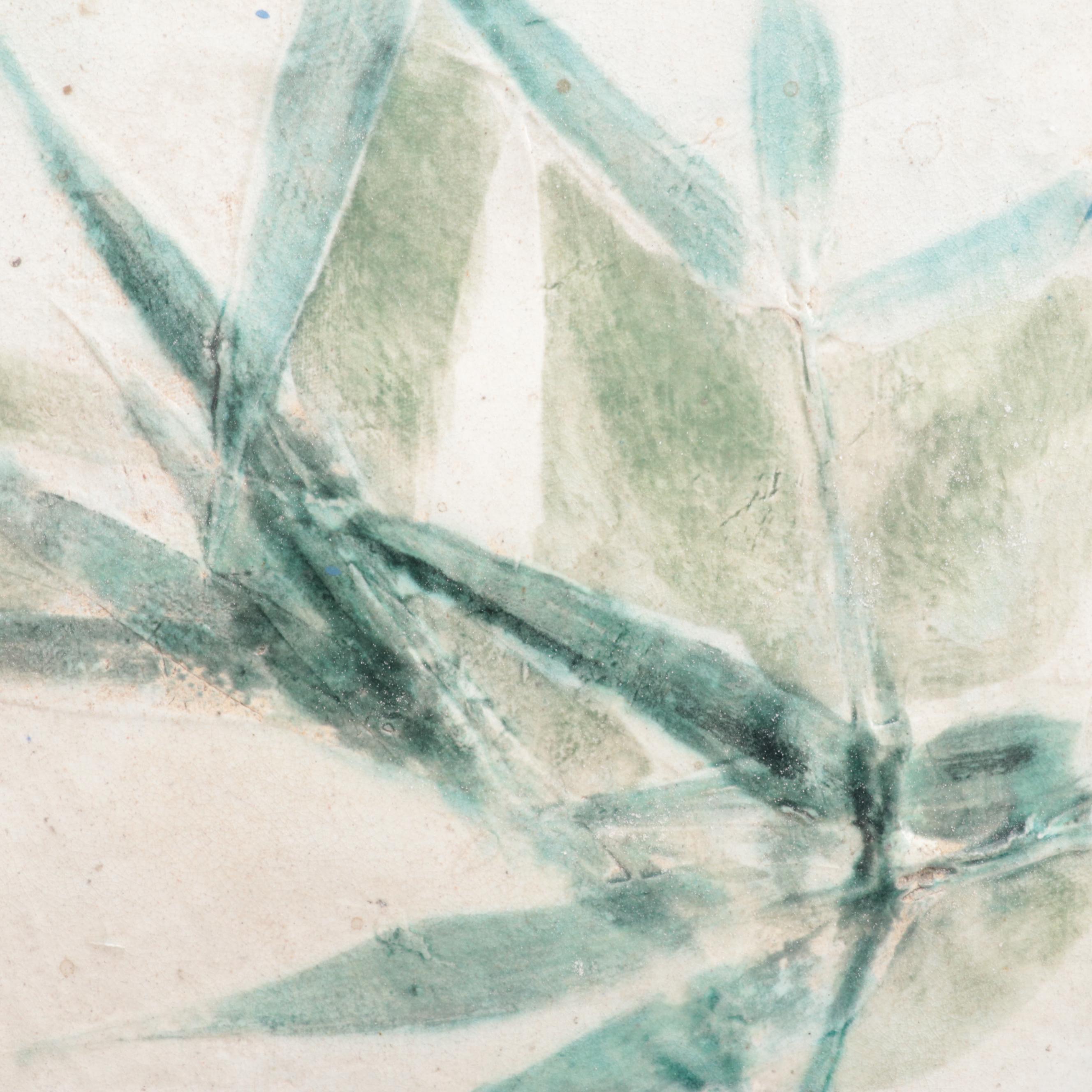 Hand-Painted Textured Ceramic Bamboo Tiles, 1997