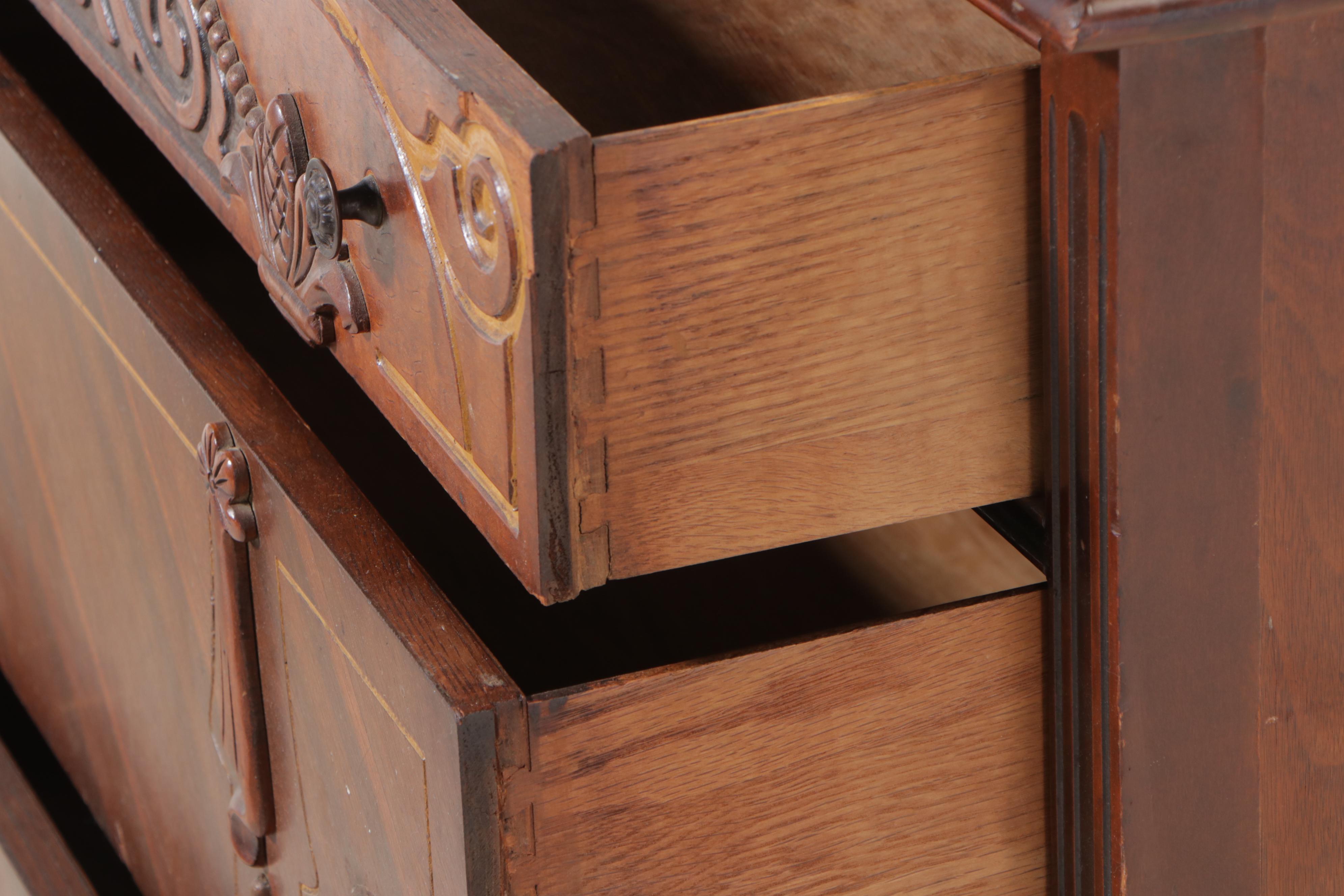 Jacobean Revival Walnut-Veneered Dresser, 1930s