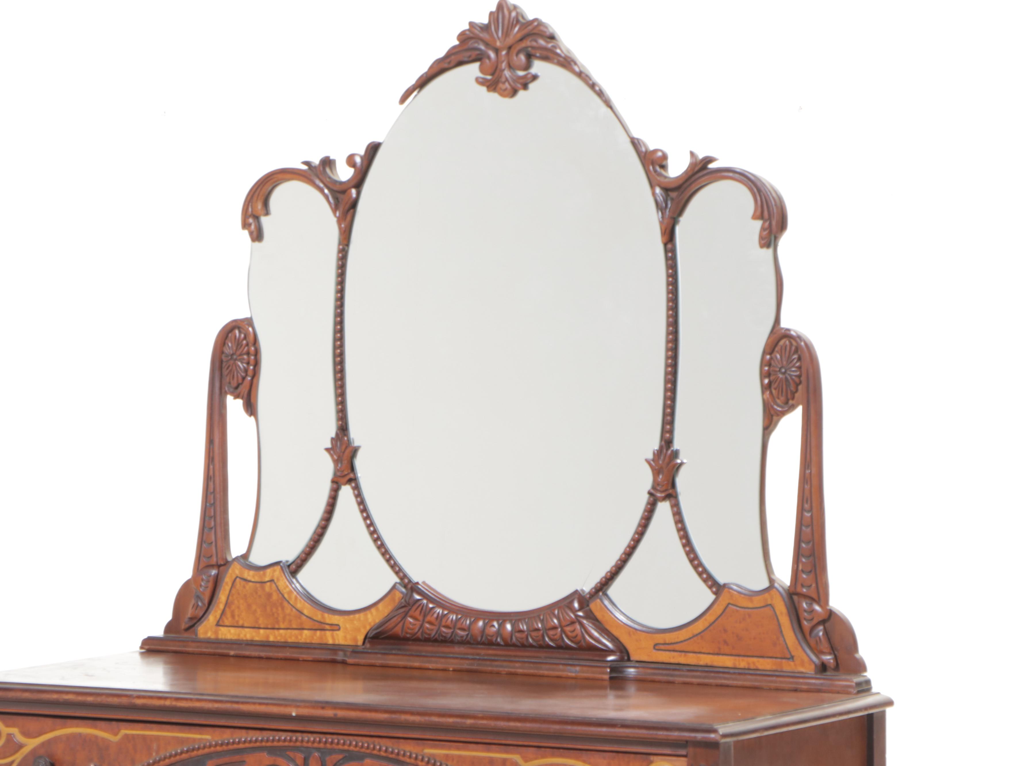 Jacobean Revival Walnut-Veneered Dresser, 1930s