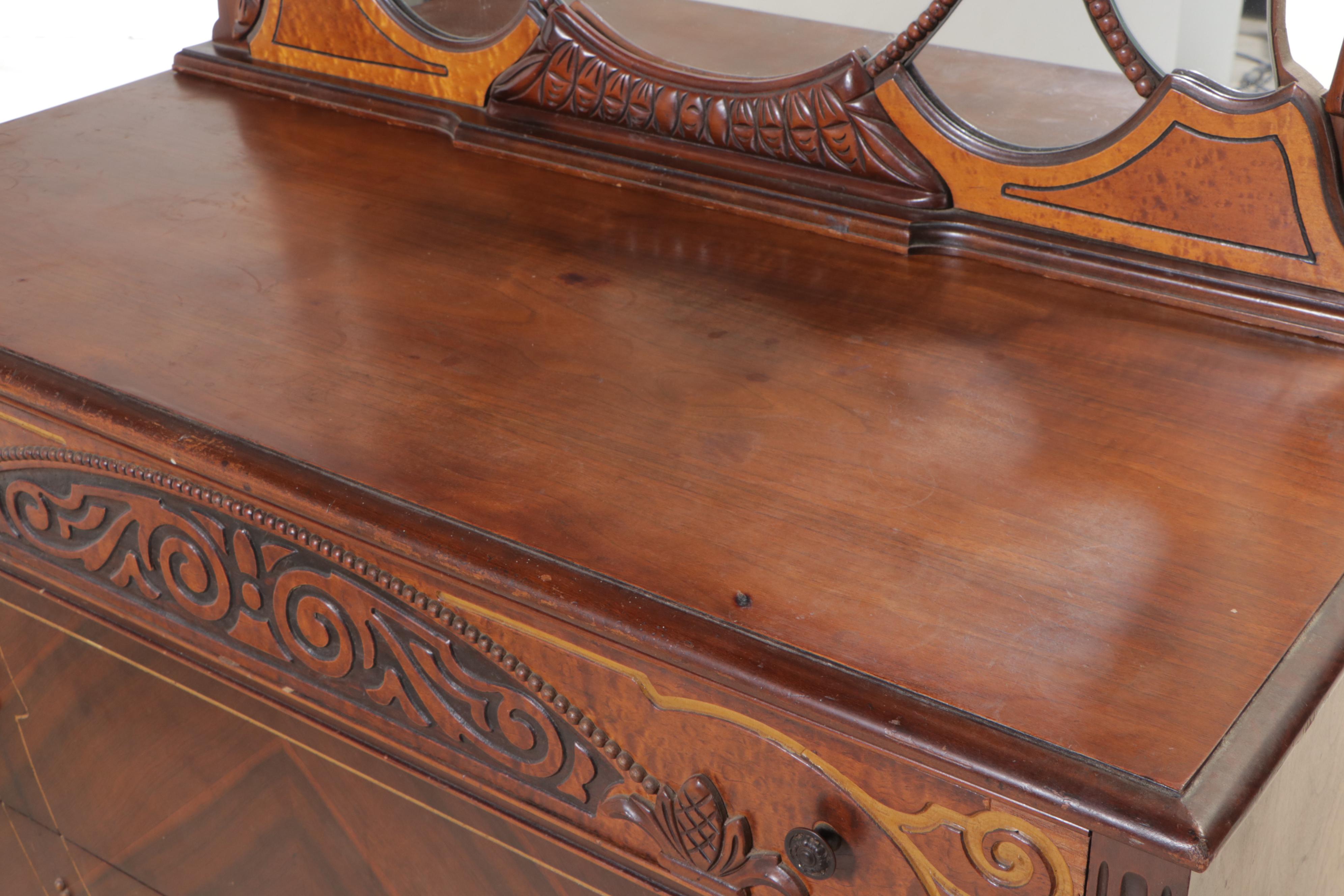 Jacobean Revival Walnut-Veneered Dresser, 1930s