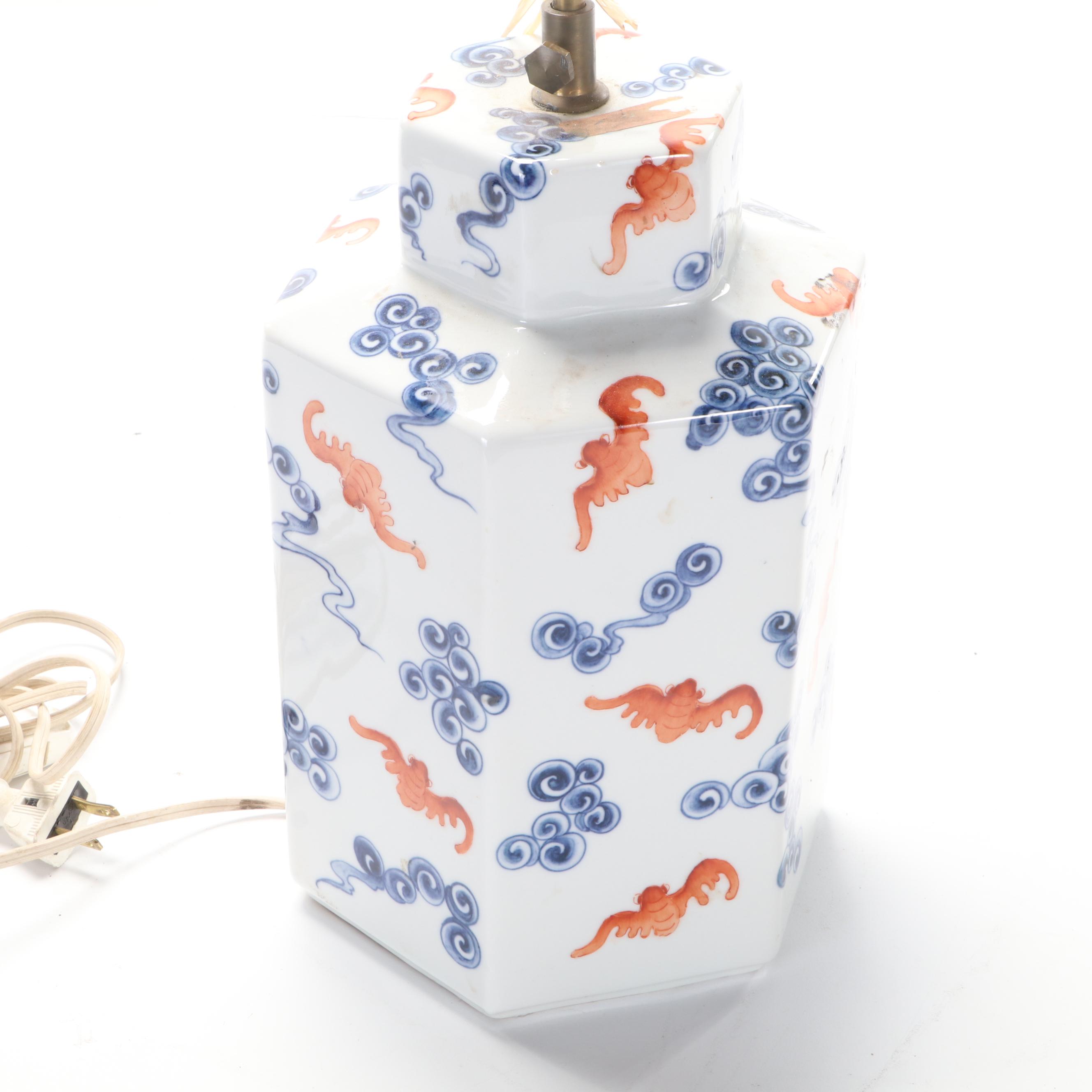Chinese Porcelain Tea Canister Style Table Lamp