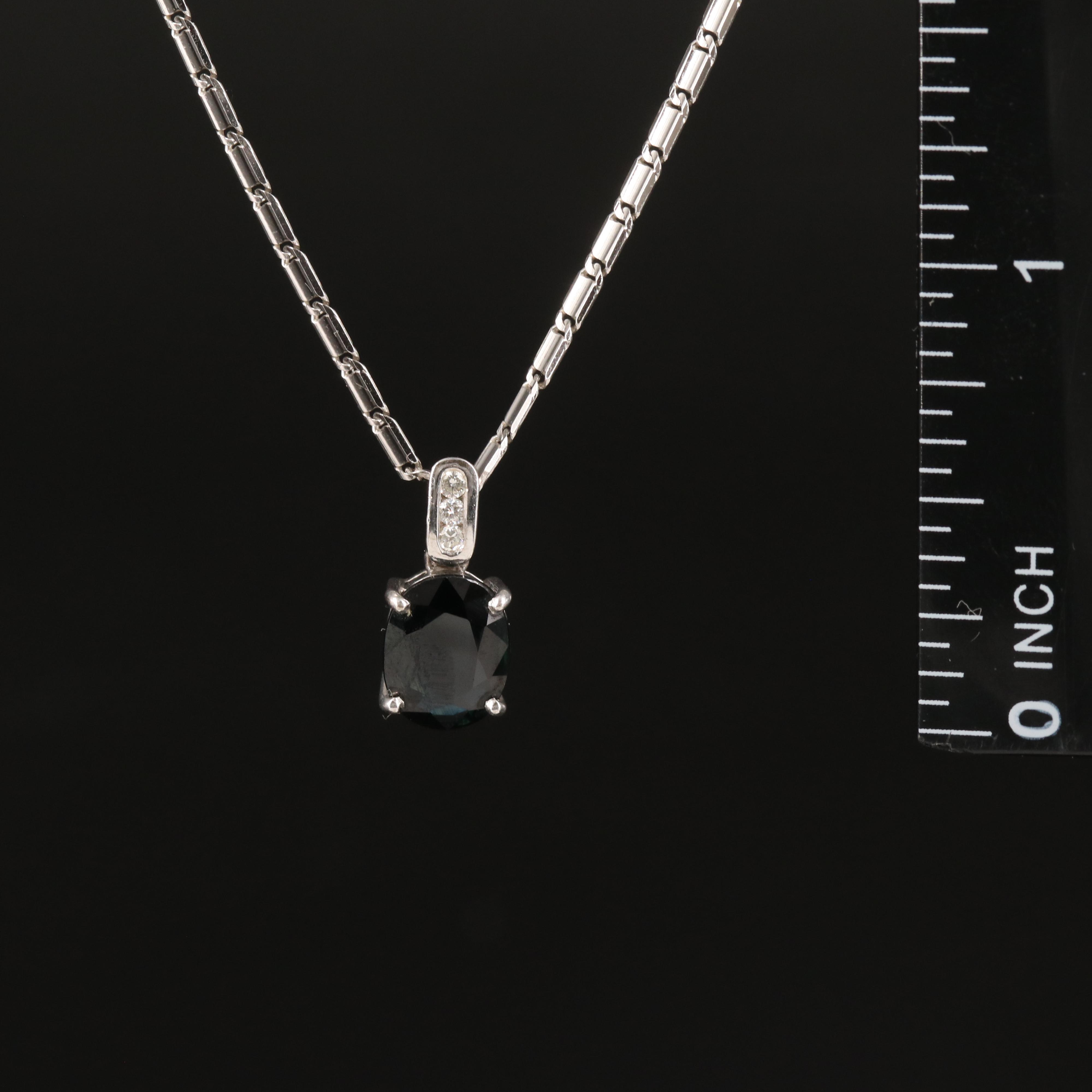 18K Sapphire and Diamond Pendant Necklace