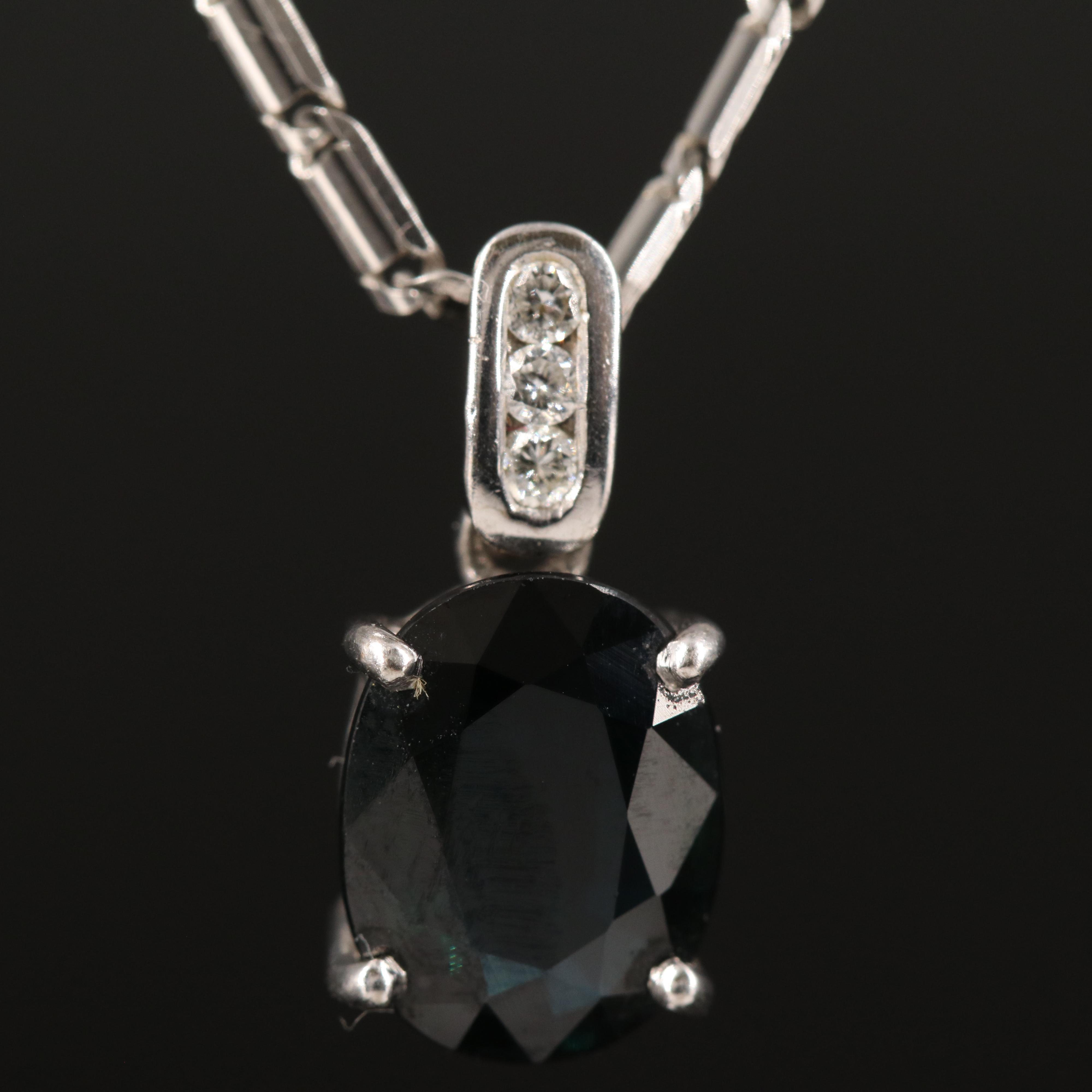 18K Sapphire and Diamond Pendant Necklace