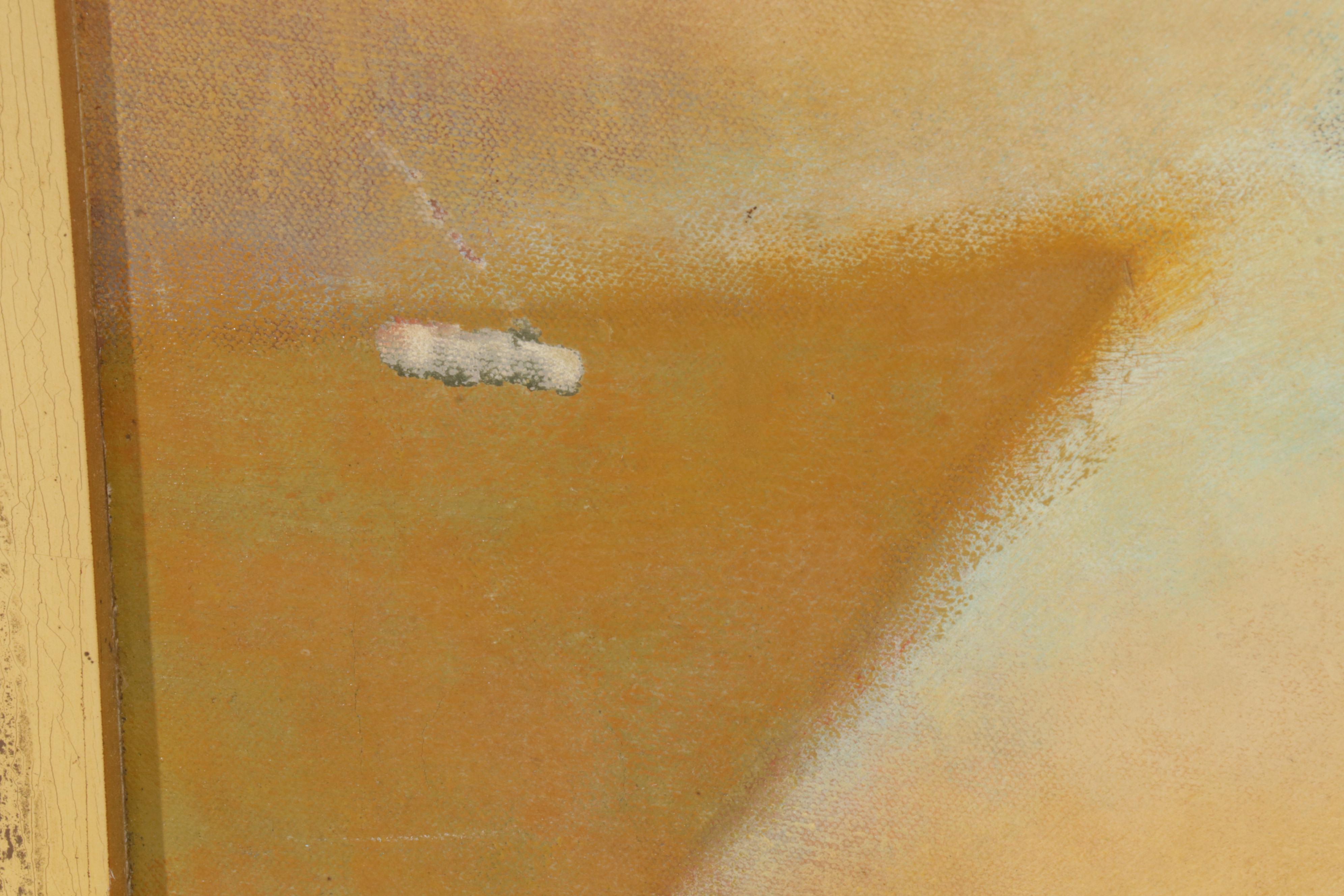 Chas Dodge Oil Painting of Reclining Nude Holding Fern, Circa 1970