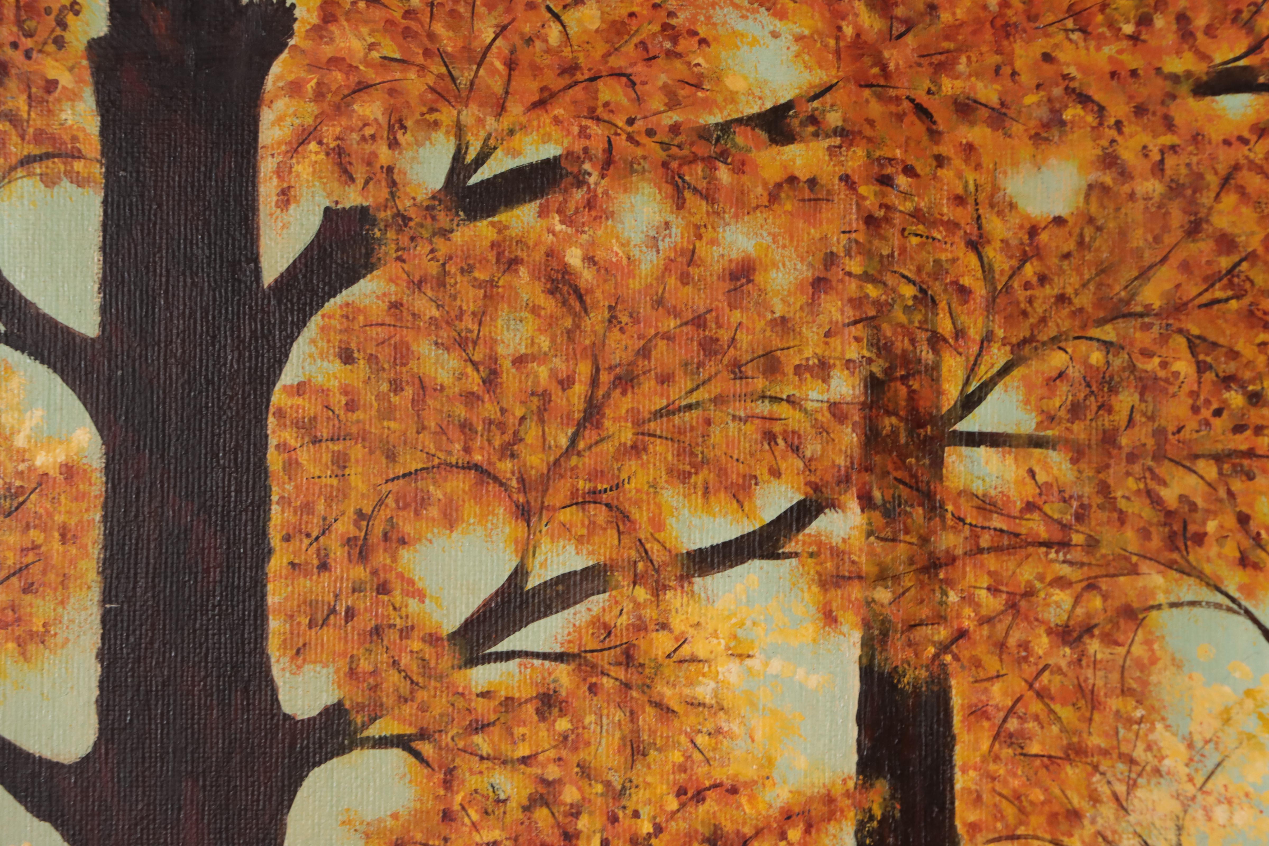 Fae Dieterlen Autumnal Forest Landscape Oil Painting, Mid-20th Century