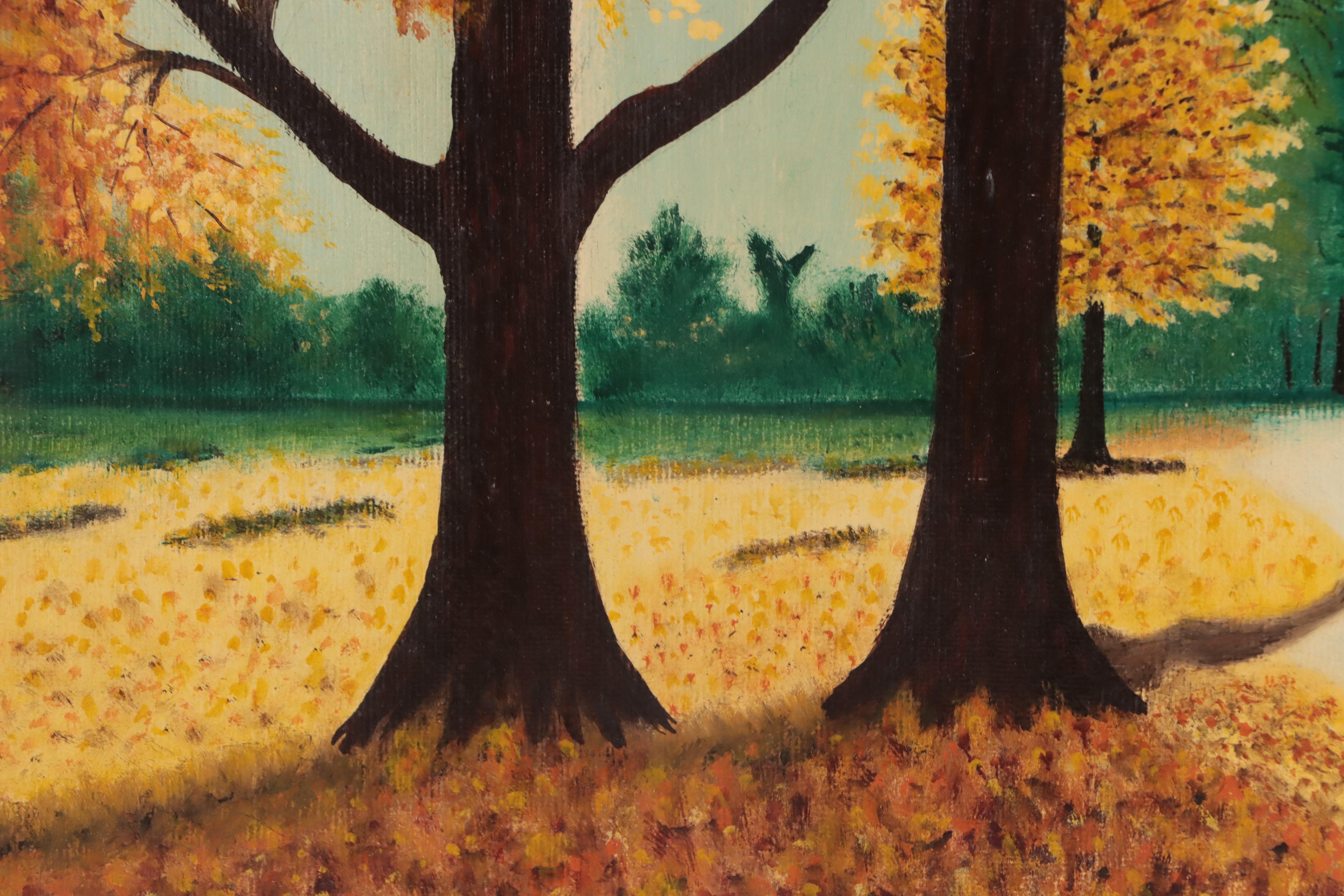 Fae Dieterlen Autumnal Forest Landscape Oil Painting, Mid-20th Century