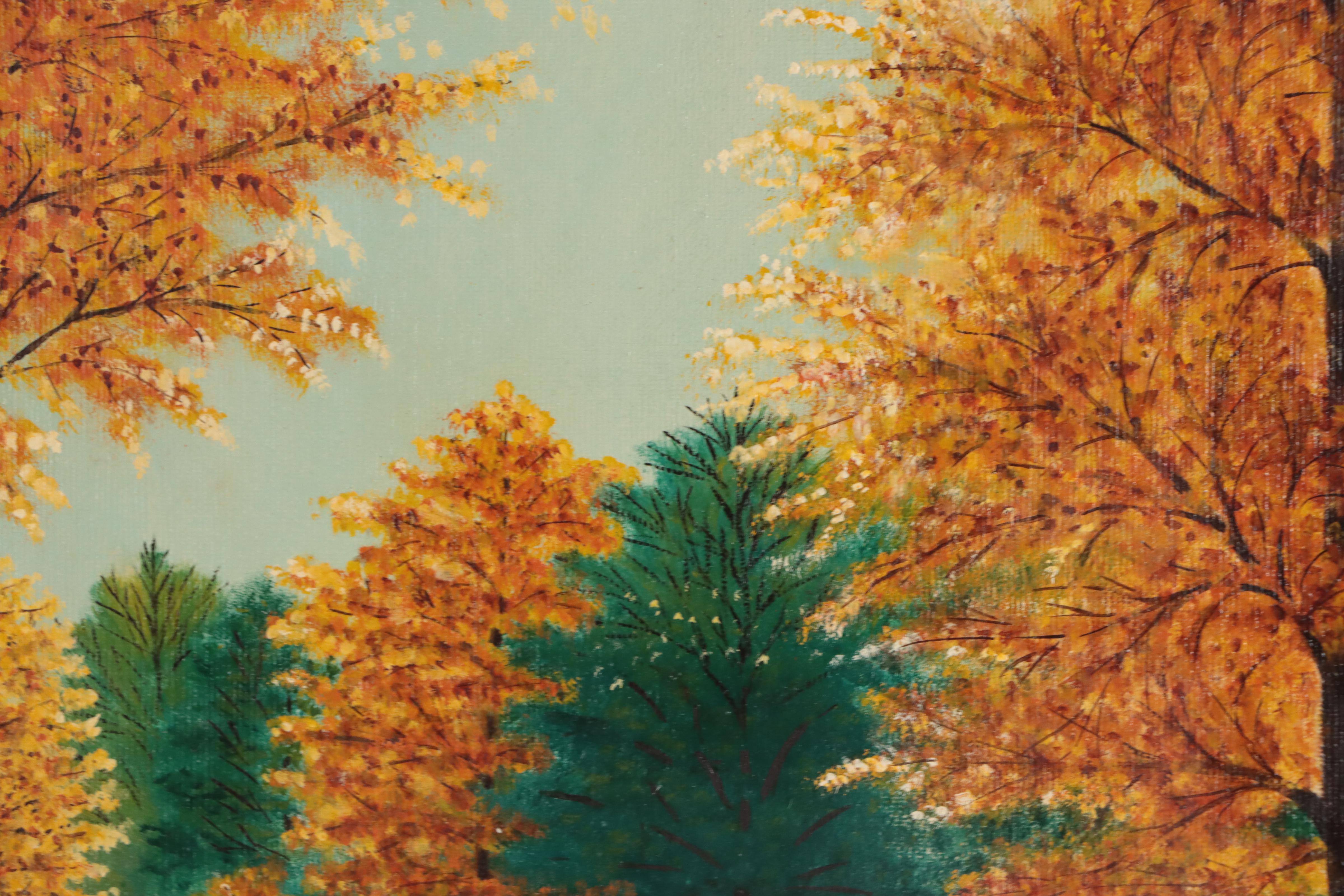 Fae Dieterlen Autumnal Forest Landscape Oil Painting, Mid-20th Century