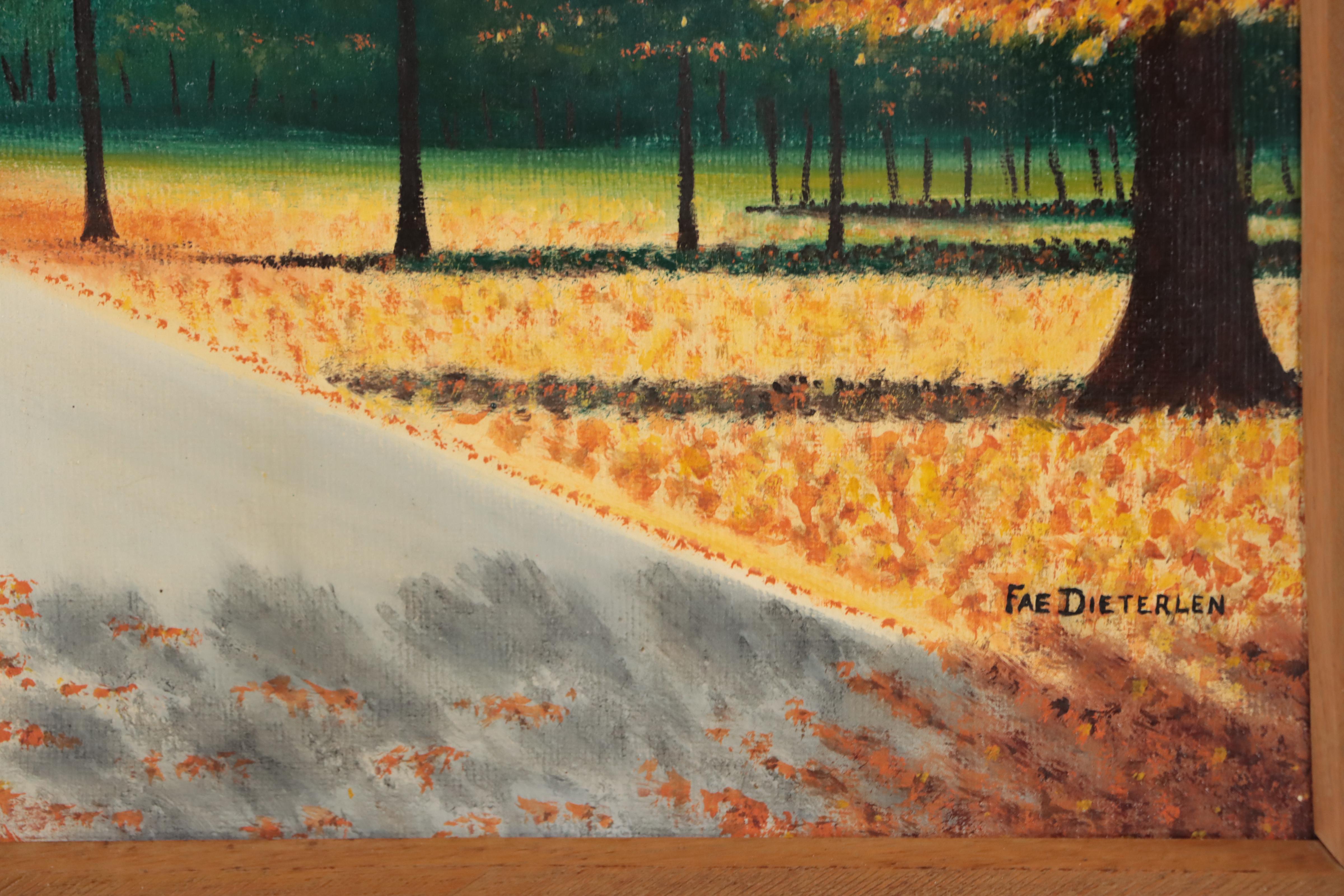 Fae Dieterlen Autumnal Forest Landscape Oil Painting, Mid-20th Century