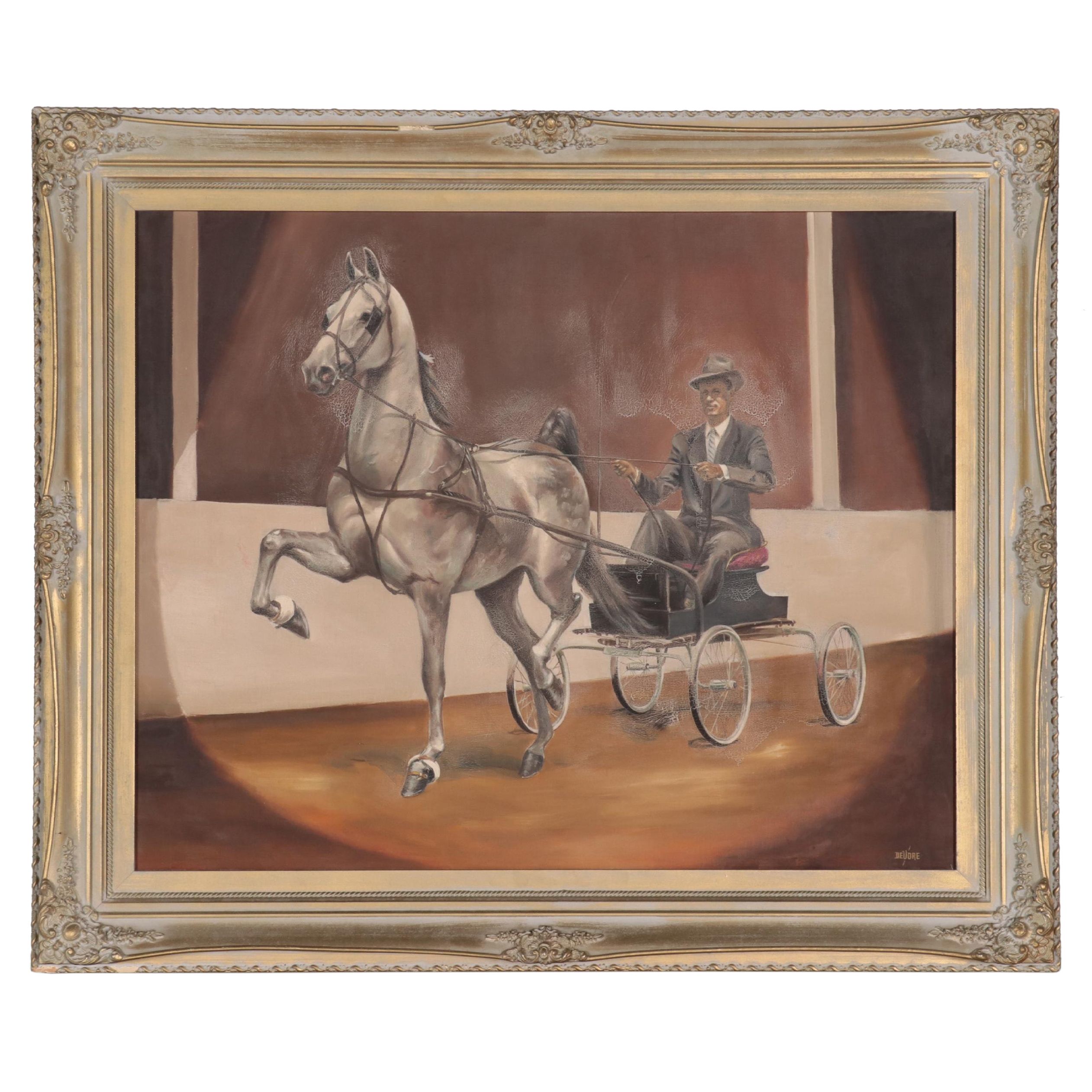 Pat DeVore Wyatt Oil Painting of Carriage Rider, Early 20th Century