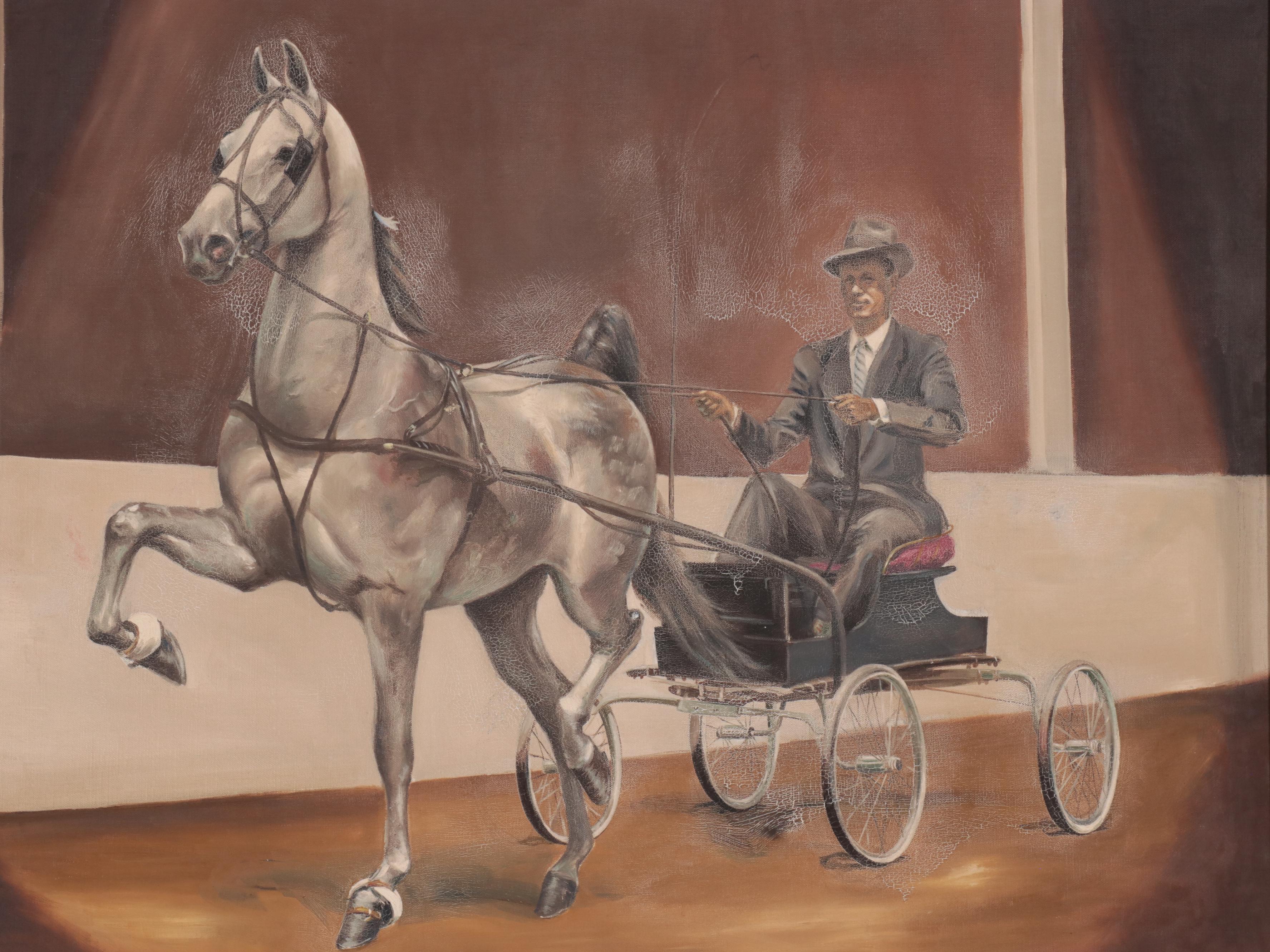 Pat DeVore Wyatt Oil Painting of Carriage Rider, Early 20th Century
