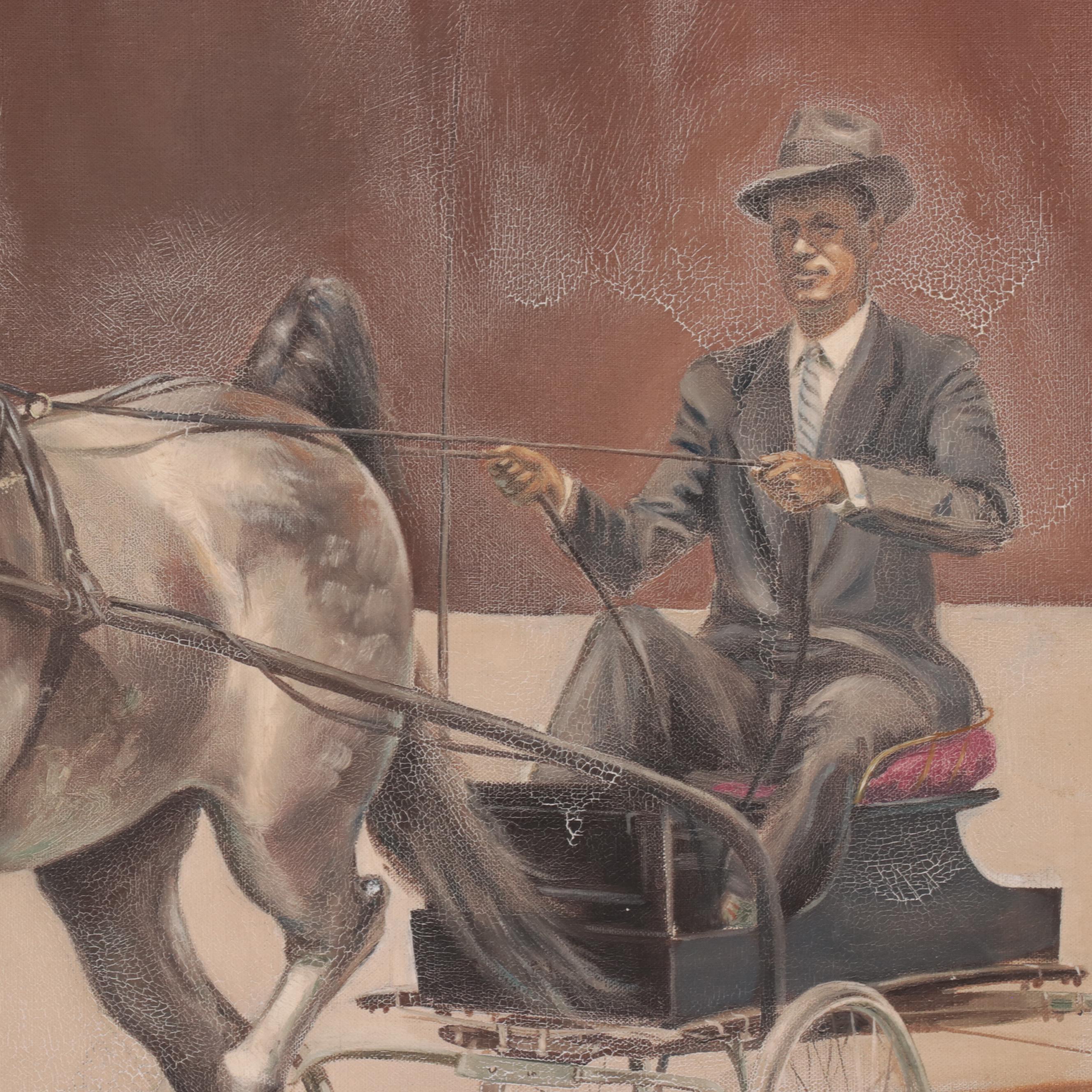 Pat DeVore Wyatt Oil Painting of Carriage Rider, Early 20th Century