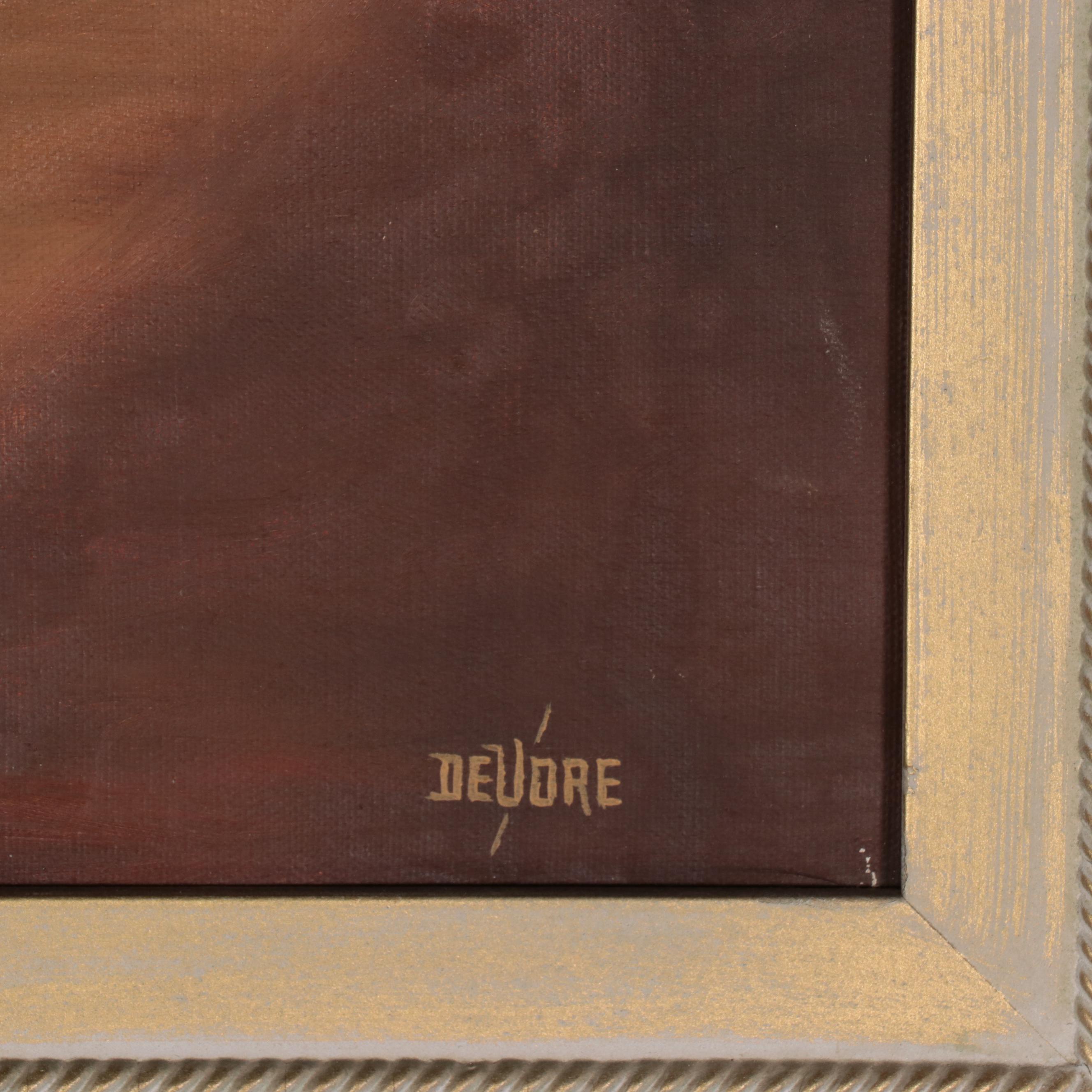 Pat DeVore Wyatt Oil Painting of Carriage Rider, Early 20th Century