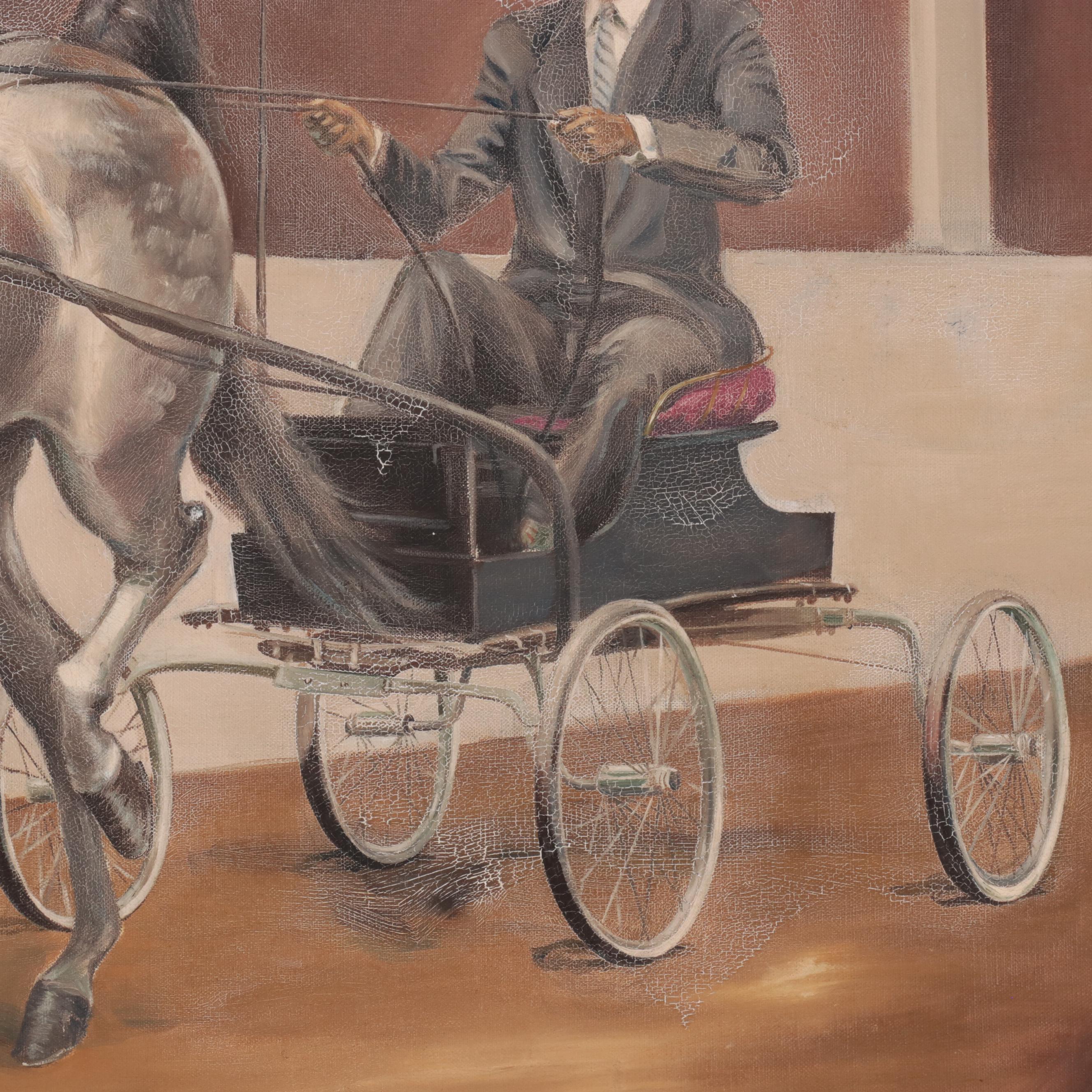 Pat DeVore Wyatt Oil Painting of Carriage Rider, Early 20th Century