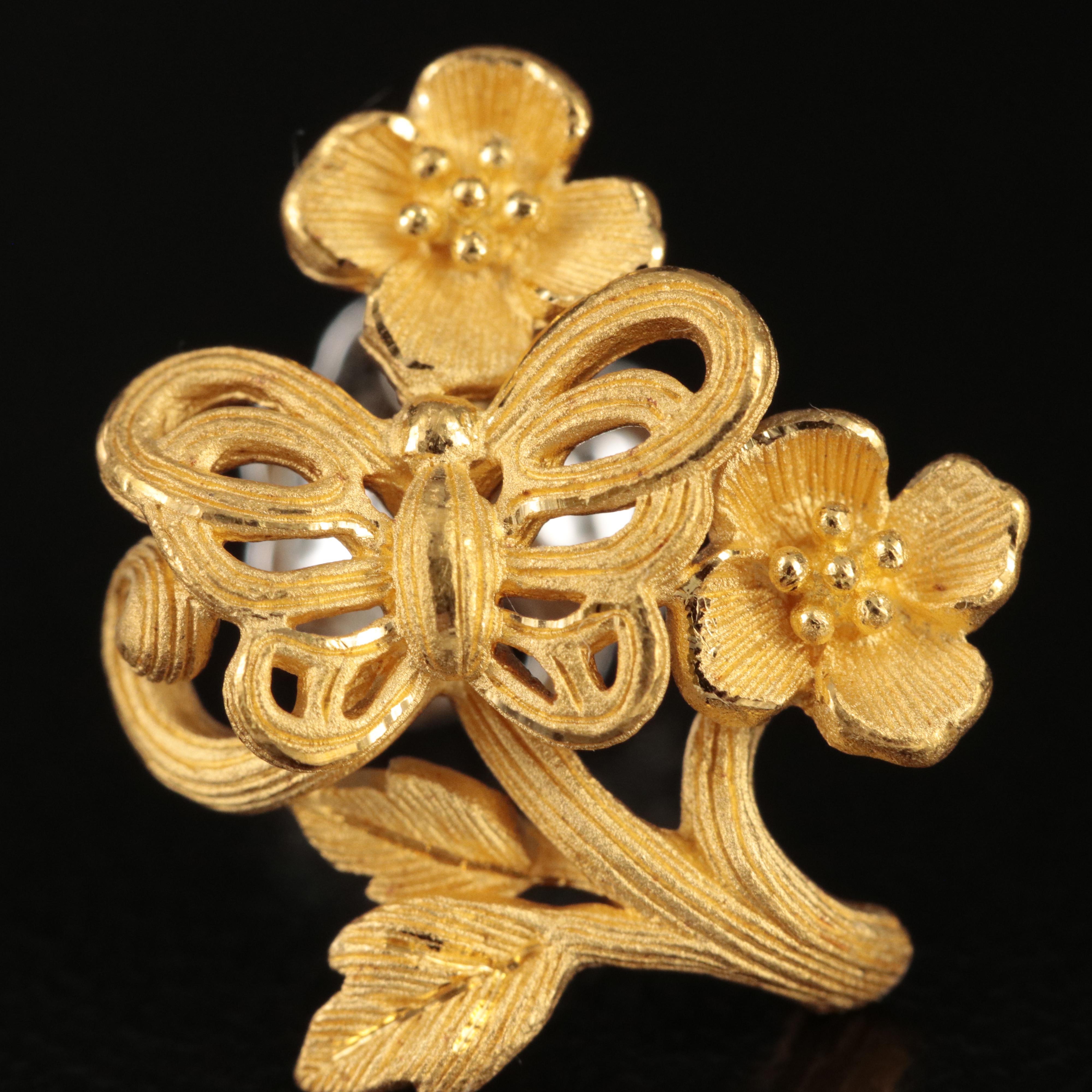 24K Butterfly and Flower Earrings