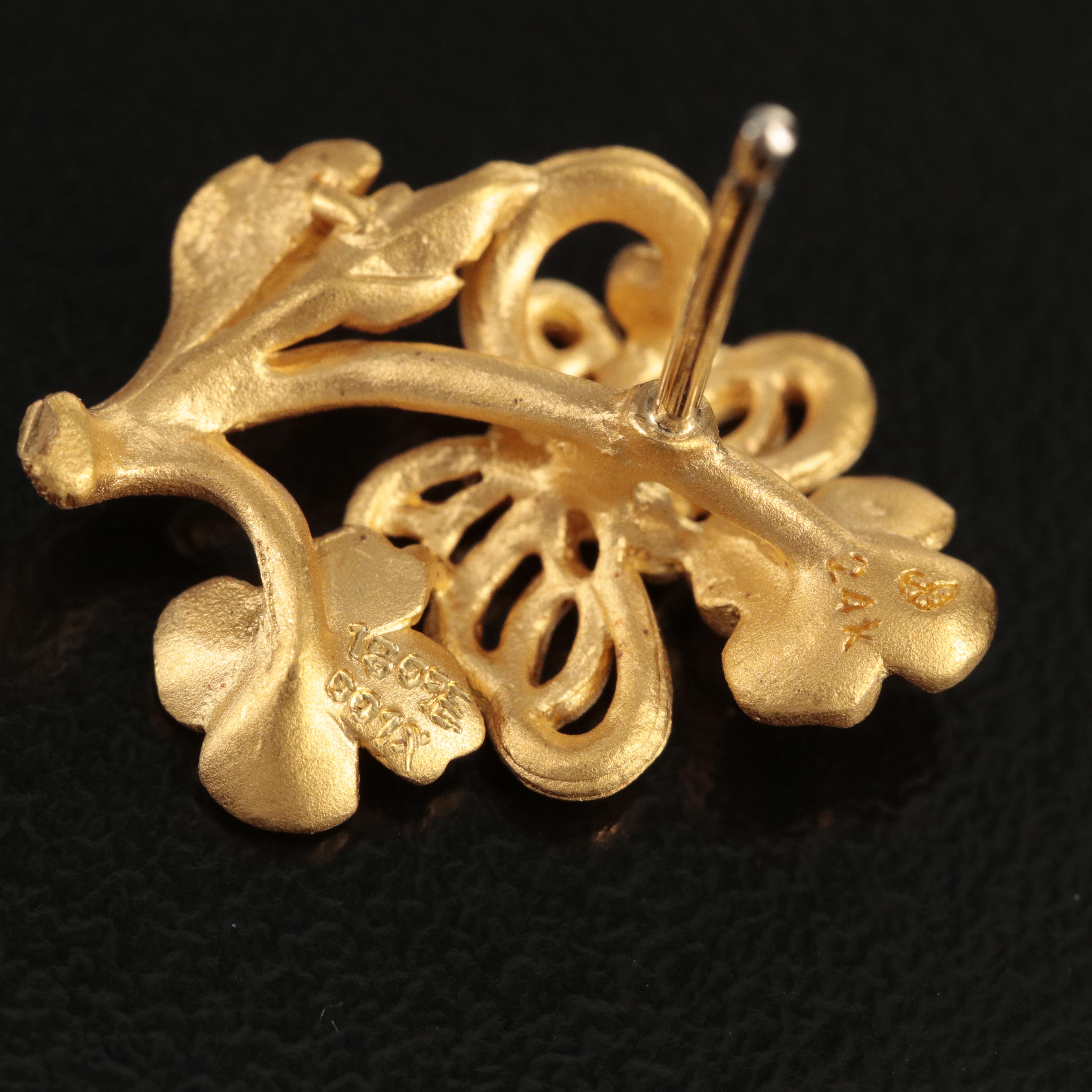 24K Butterfly and Flower Earrings