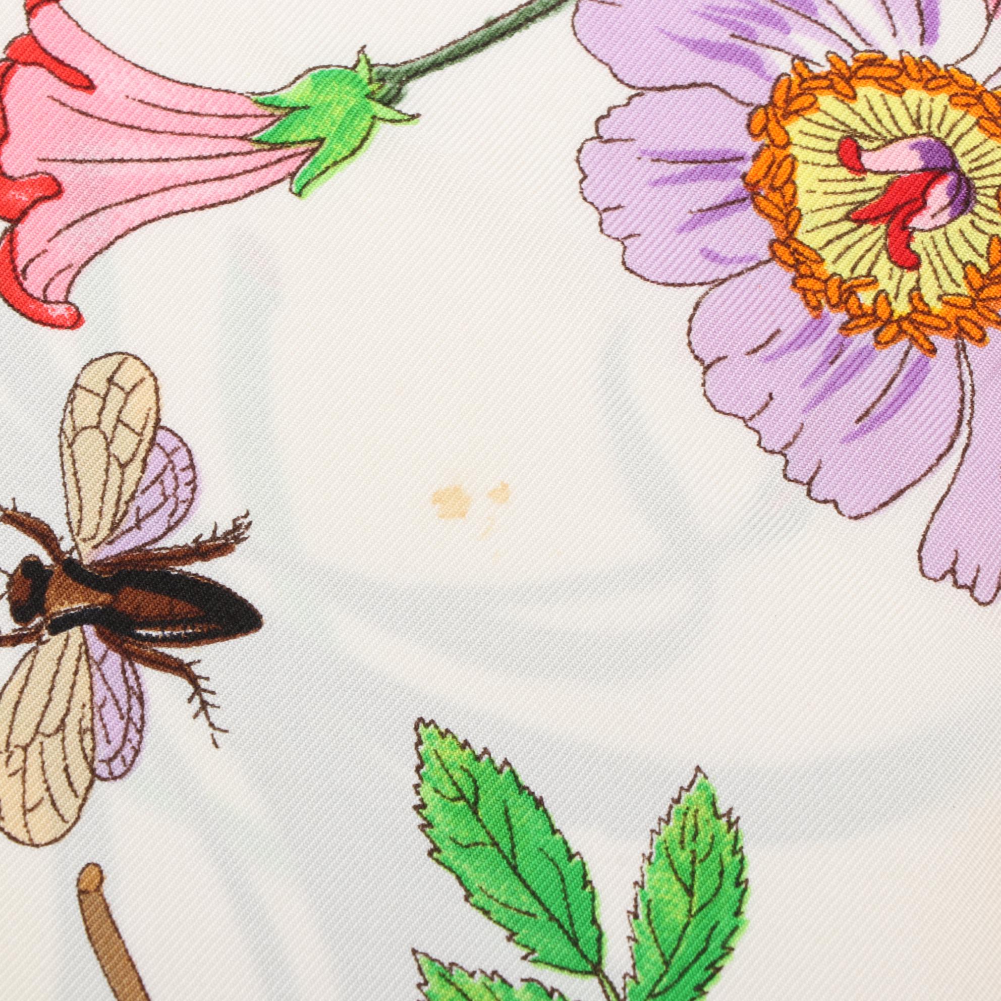 Gucci Flora and Insect Botanical Print Silk Twill Scarf