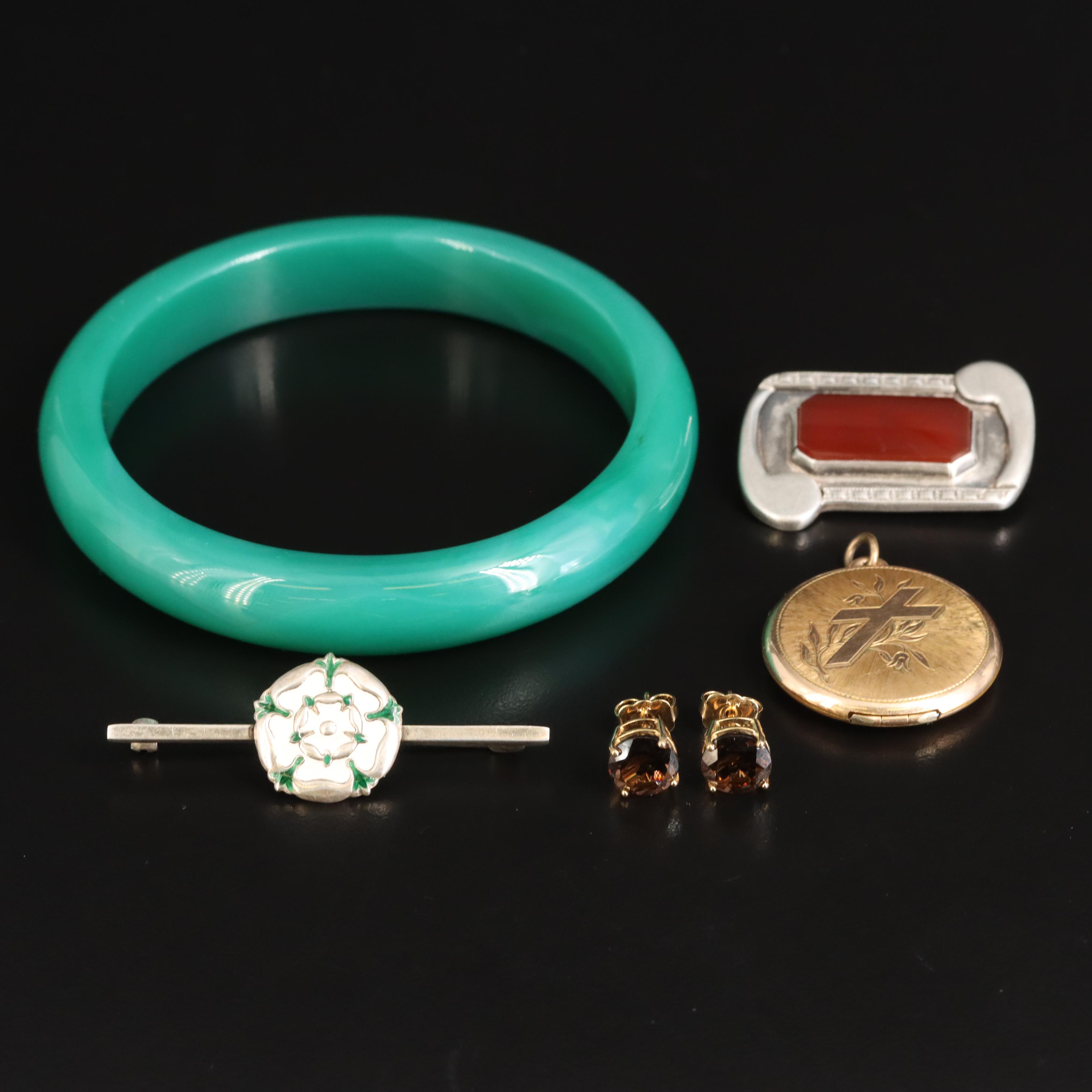 White Rose of York Pin, Sterling and Chalcedony Featured in Jewelry Collection