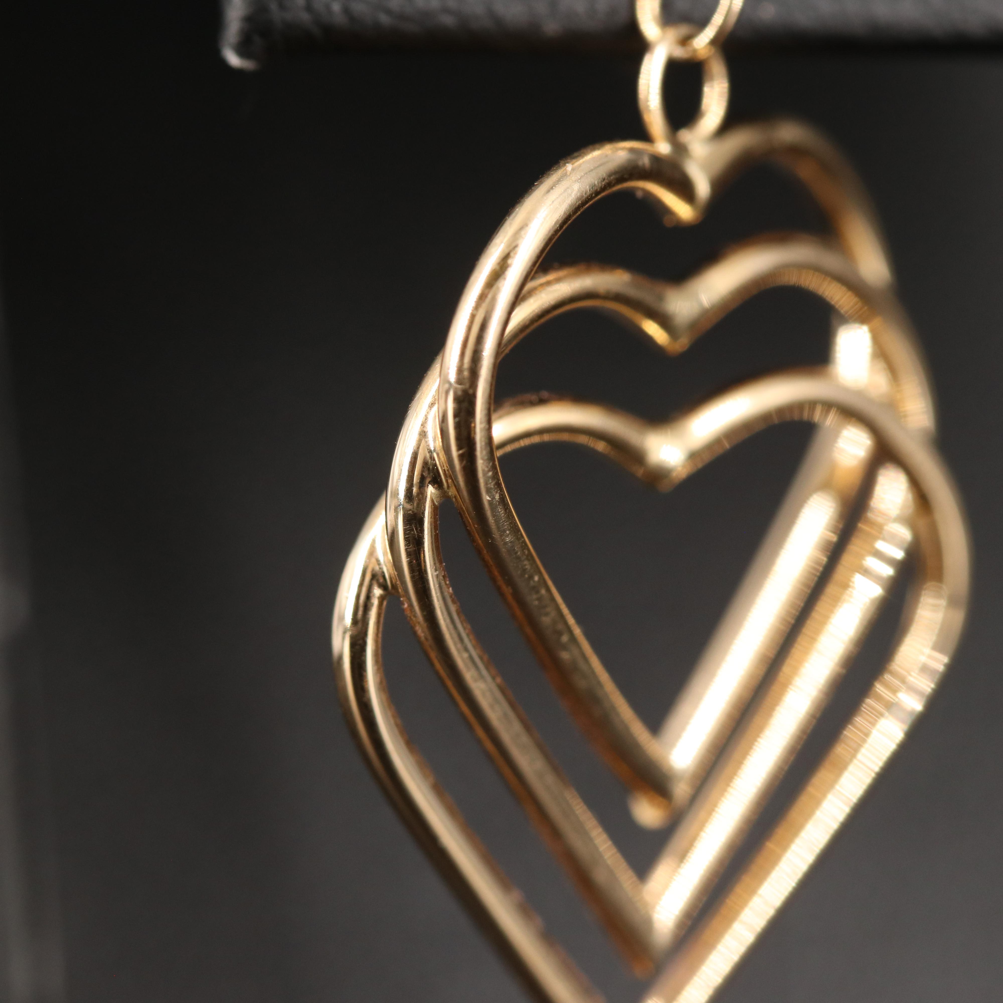 14K Triple Heart Earrings