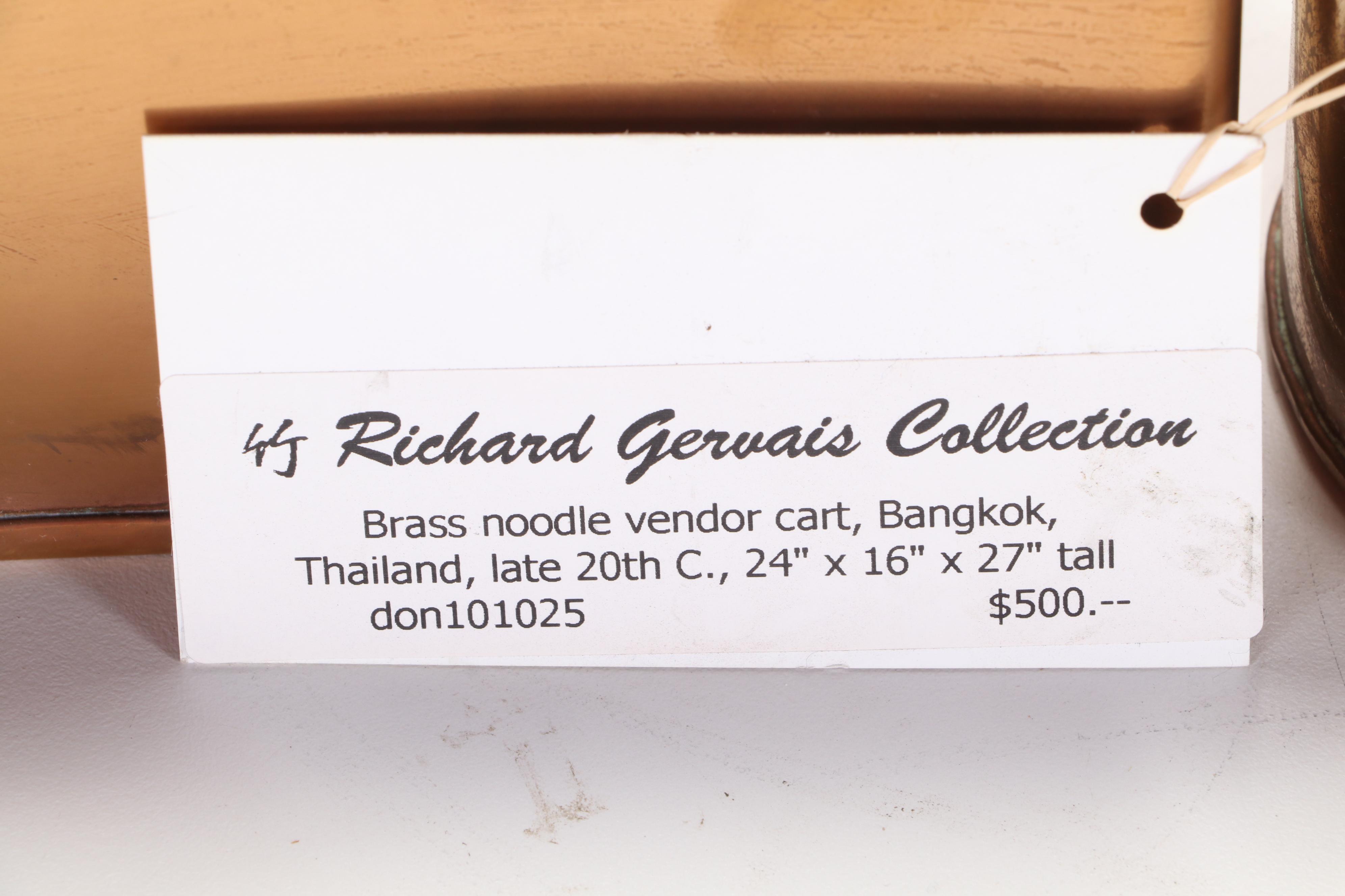 Thai Brass Street Vendor Noodle Cart with Attachable Accessories