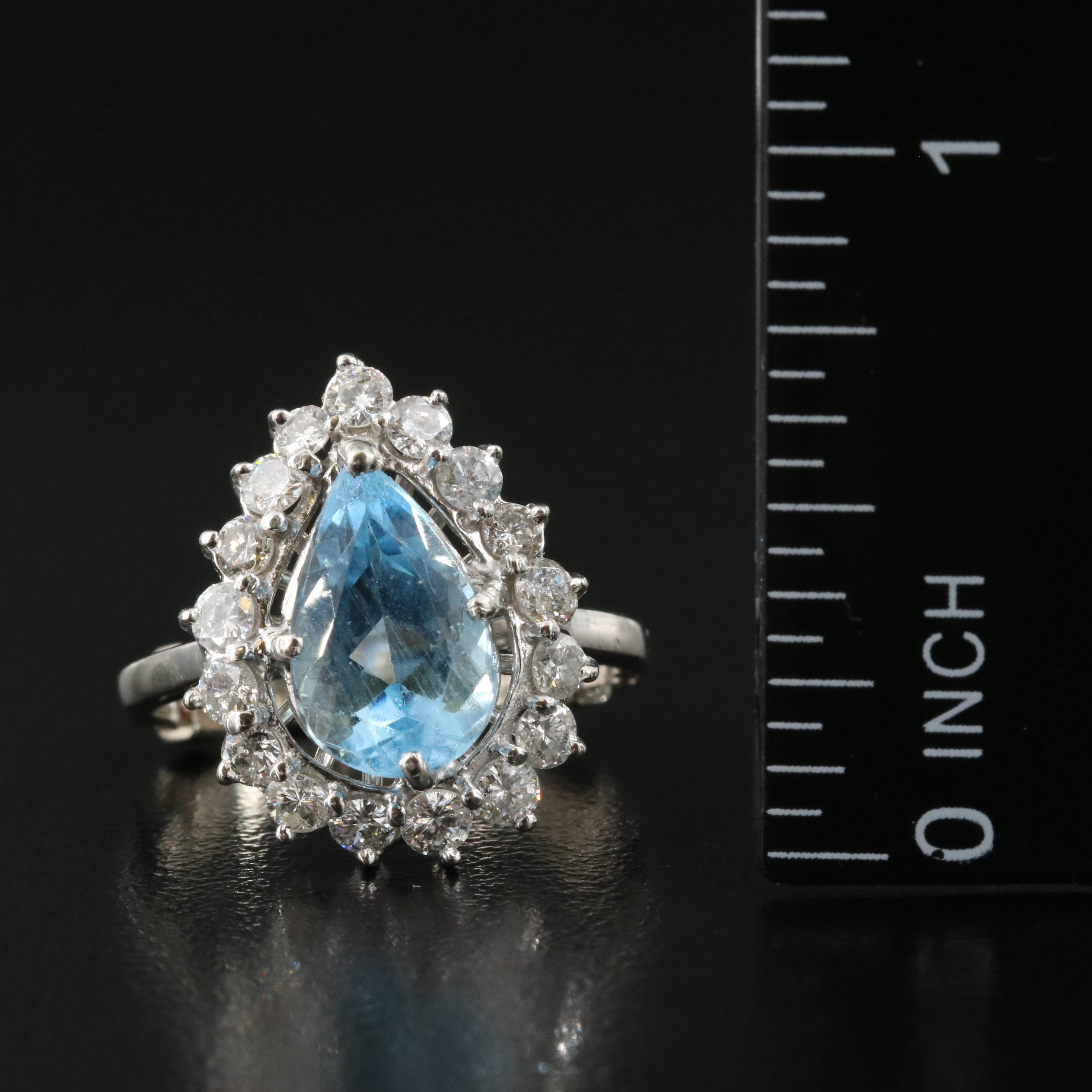 14K Aquamarne and Diamond Ring