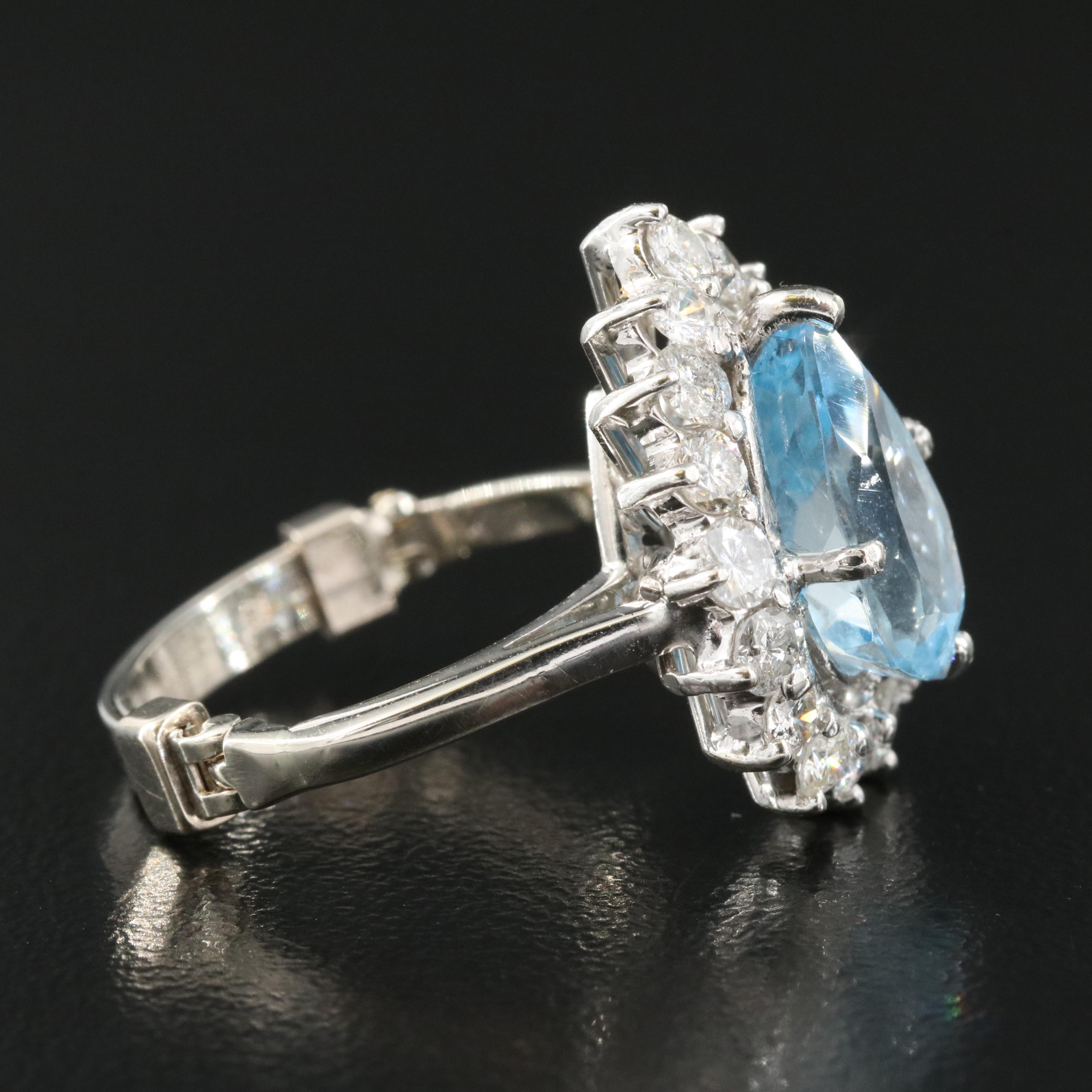 14K Aquamarne and Diamond Ring