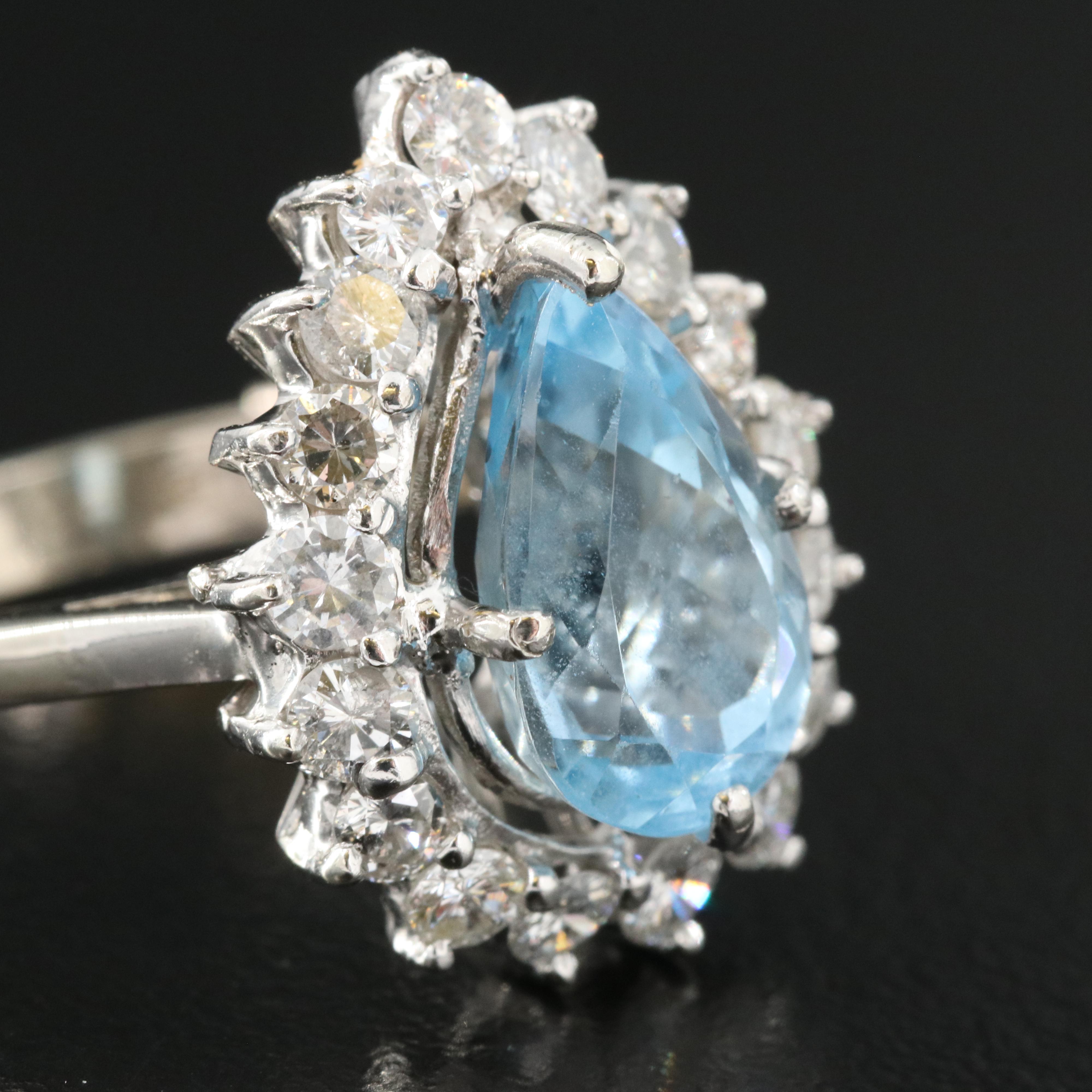14K Aquamarne and Diamond Ring