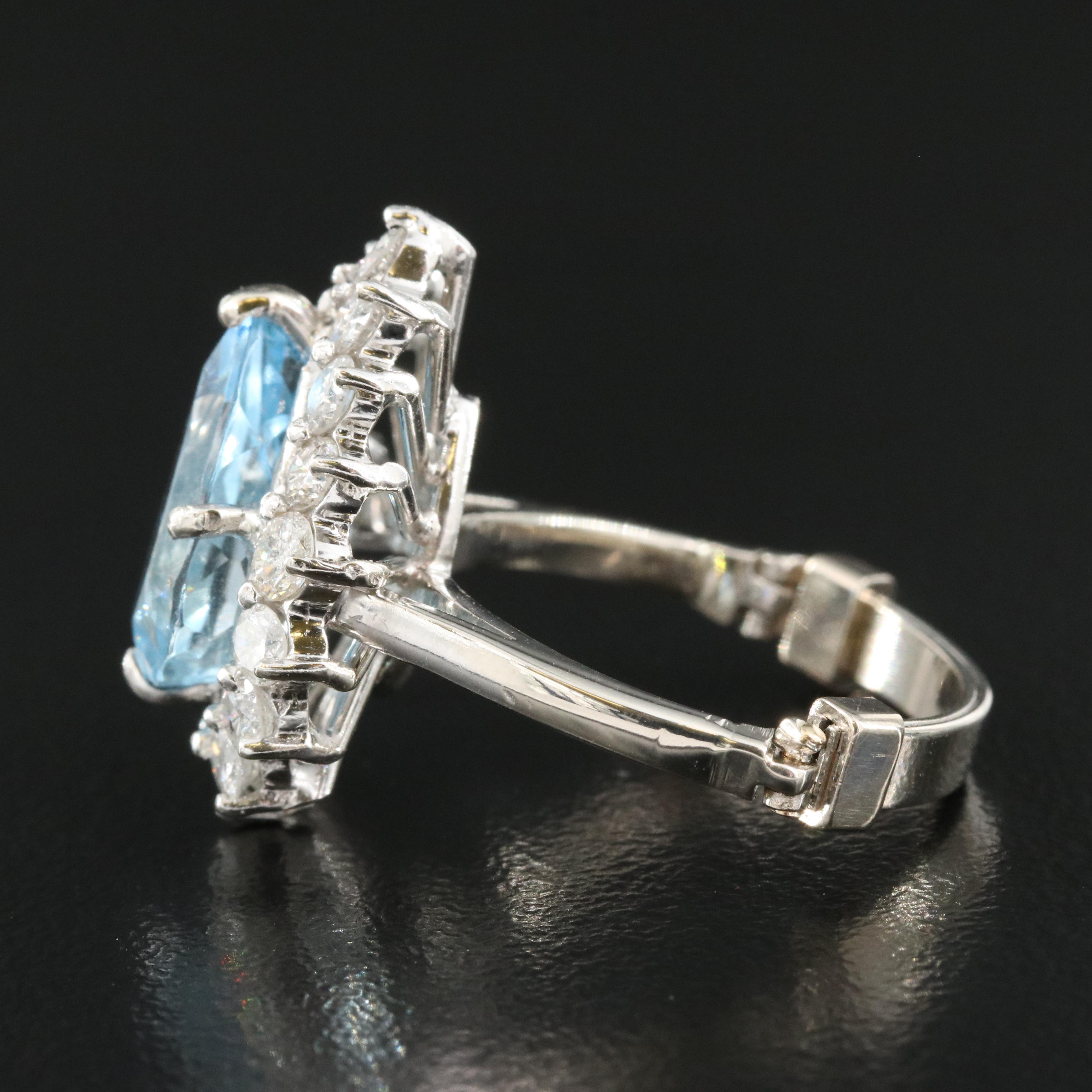 14K Aquamarne and Diamond Ring