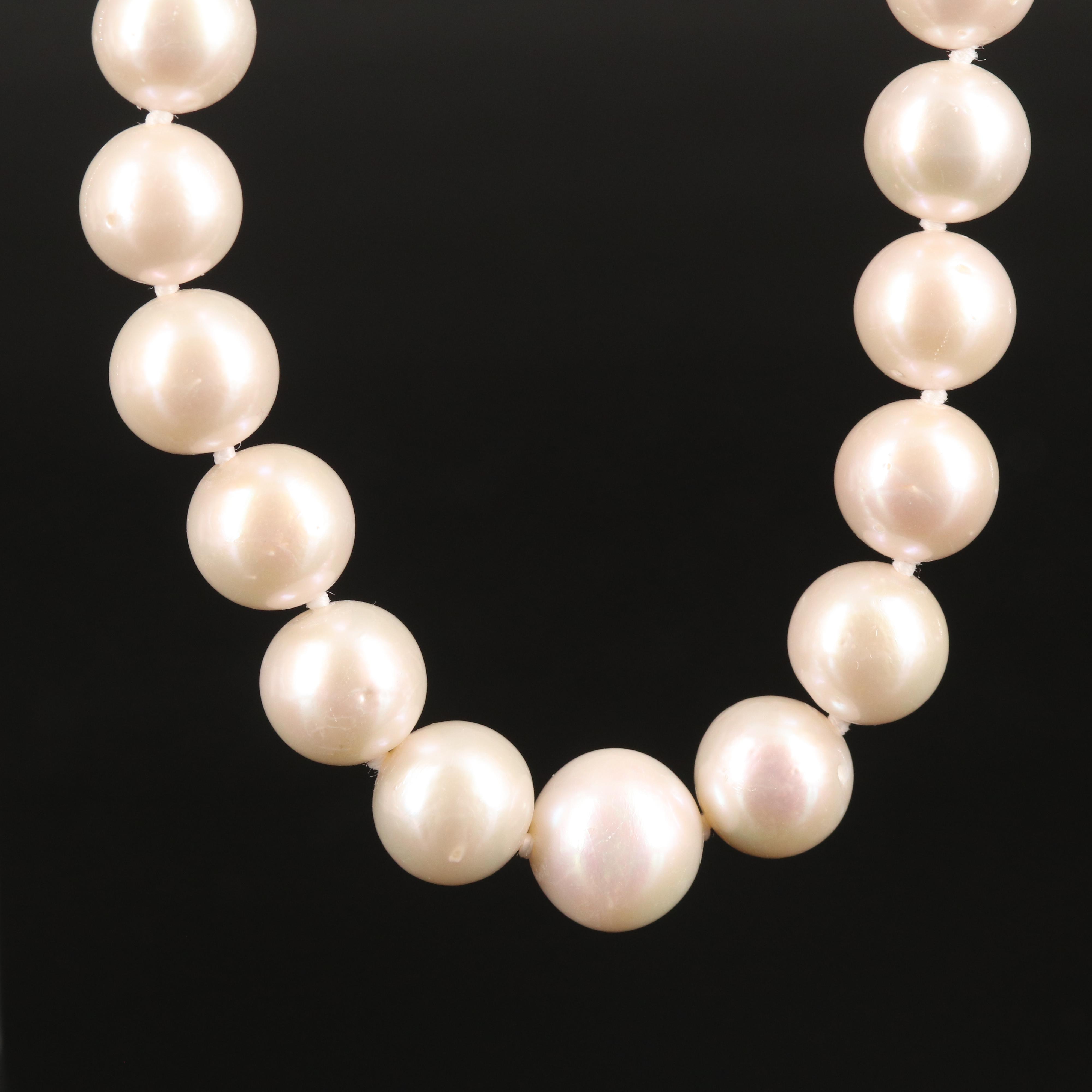 Pearl and Cubic Zirconia Necklace with Sterling Clasp