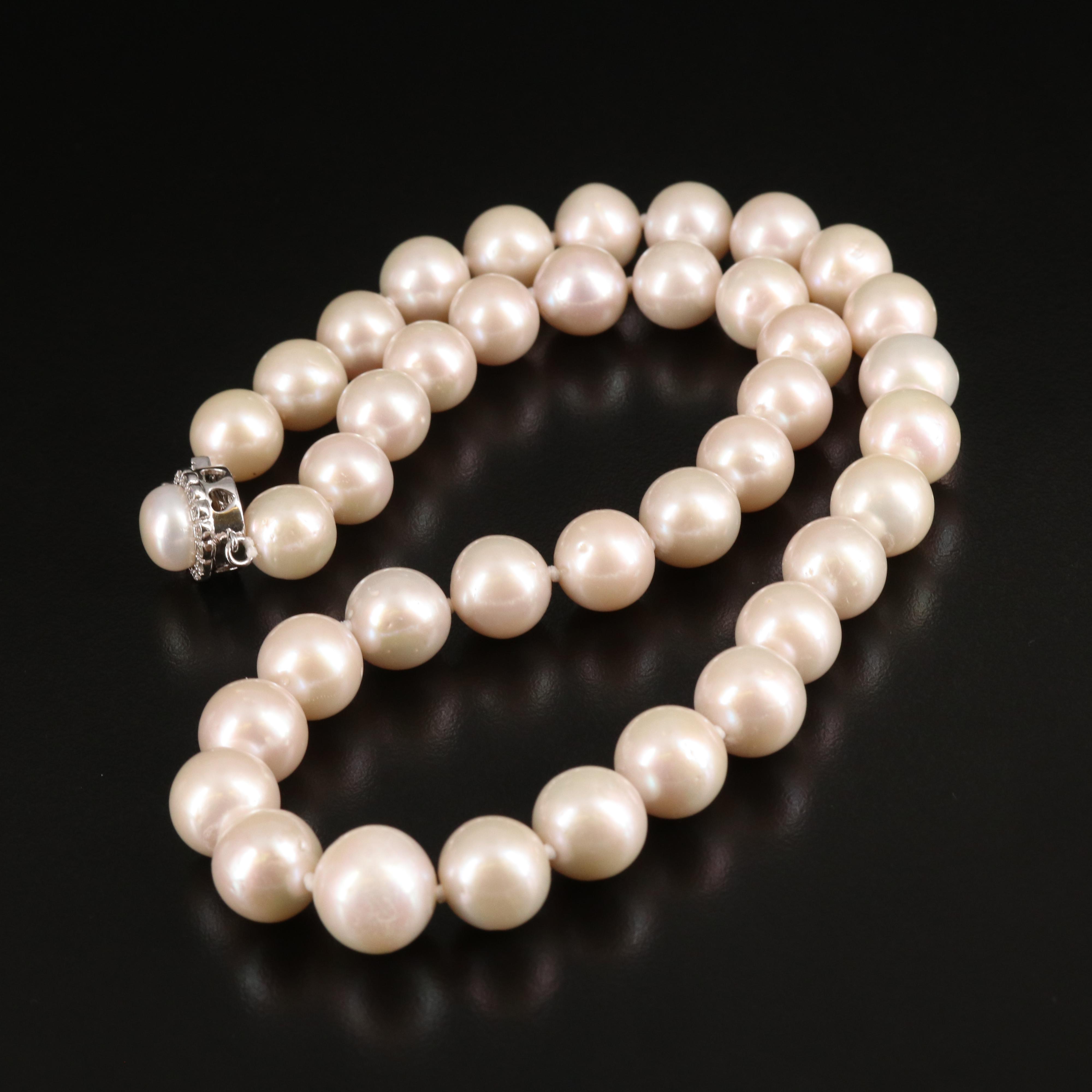 Pearl and Cubic Zirconia Necklace with Sterling Clasp