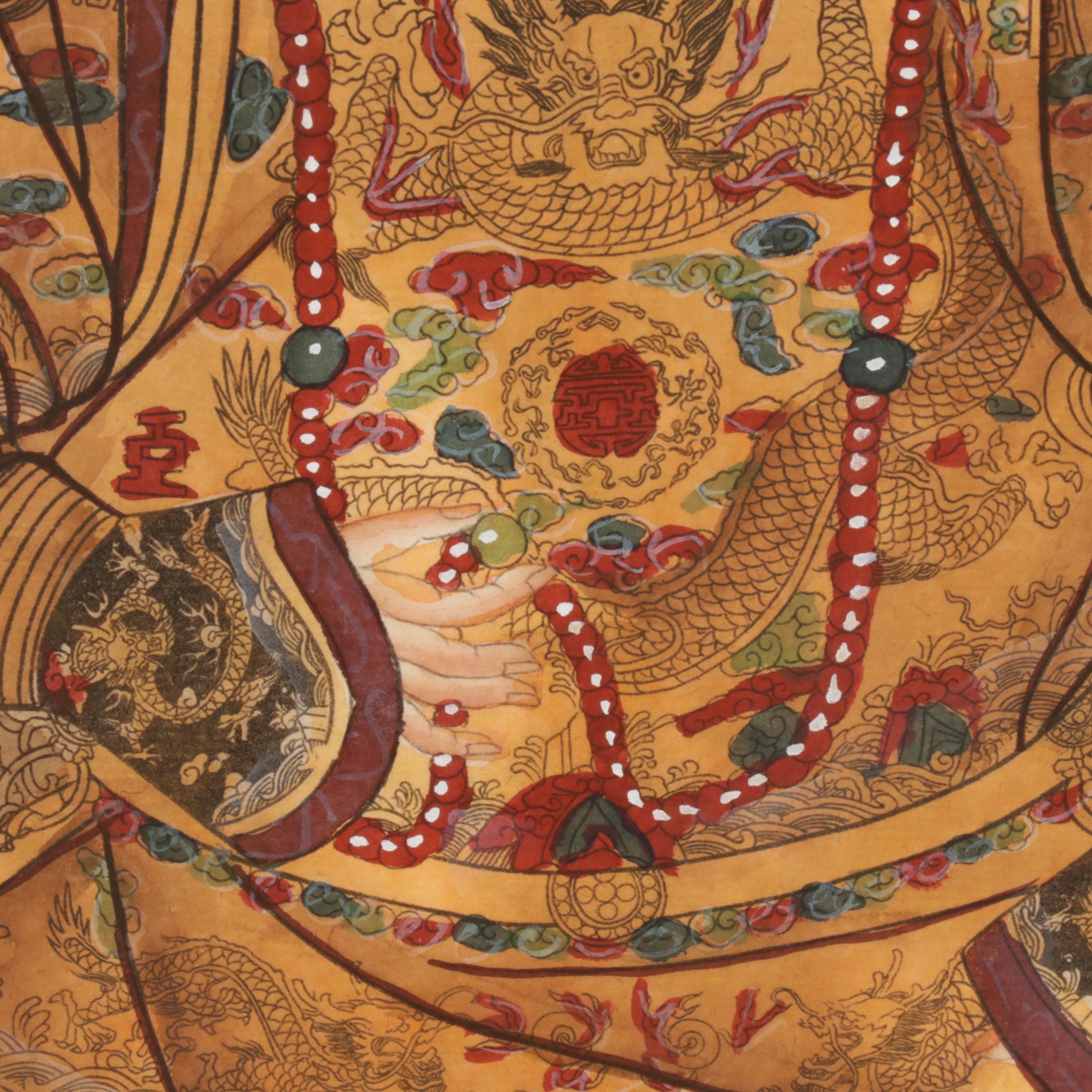 Chinese Inspired Ancestor Portrait Watercolor and Ink Paintings