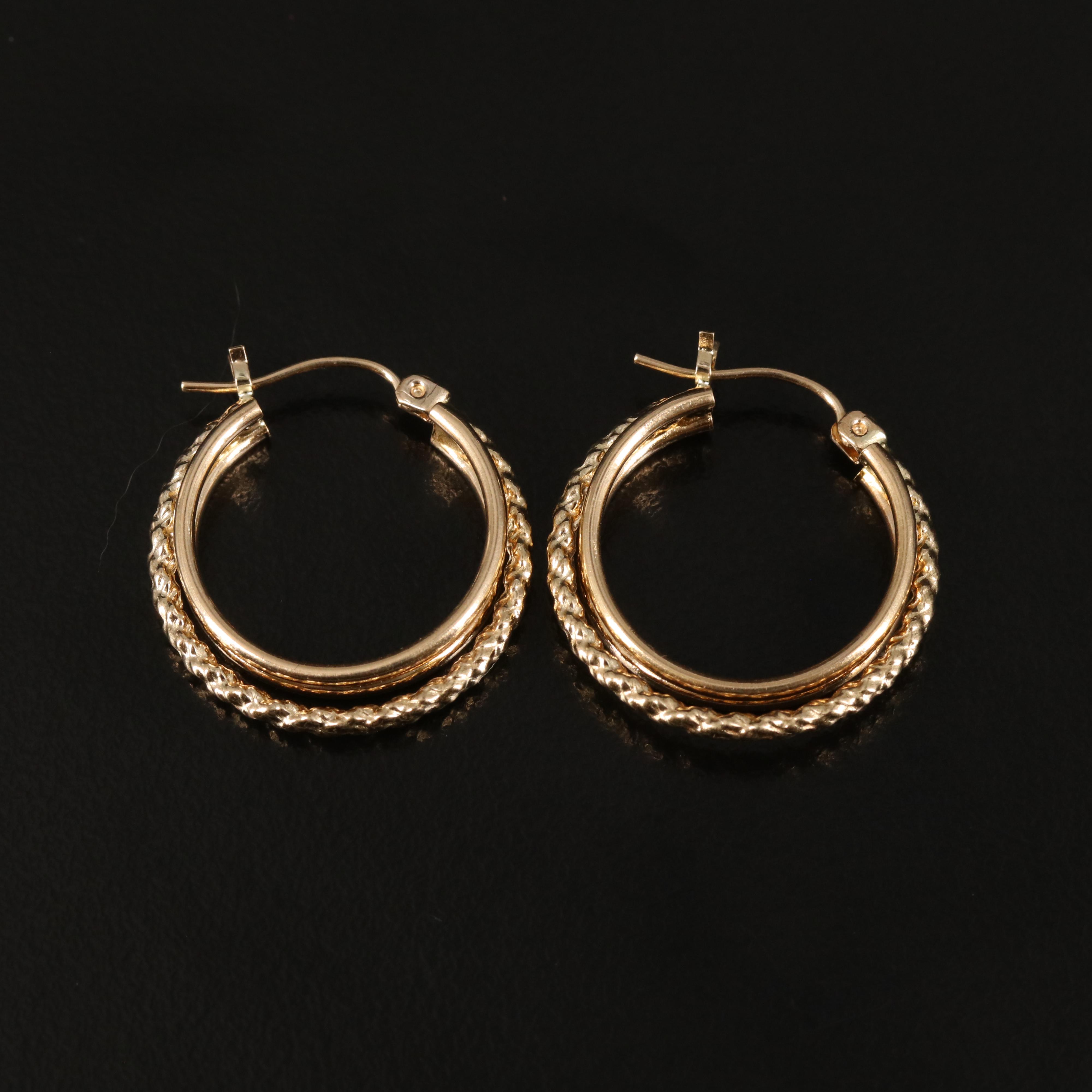 14K Triple Hoop Earrings
