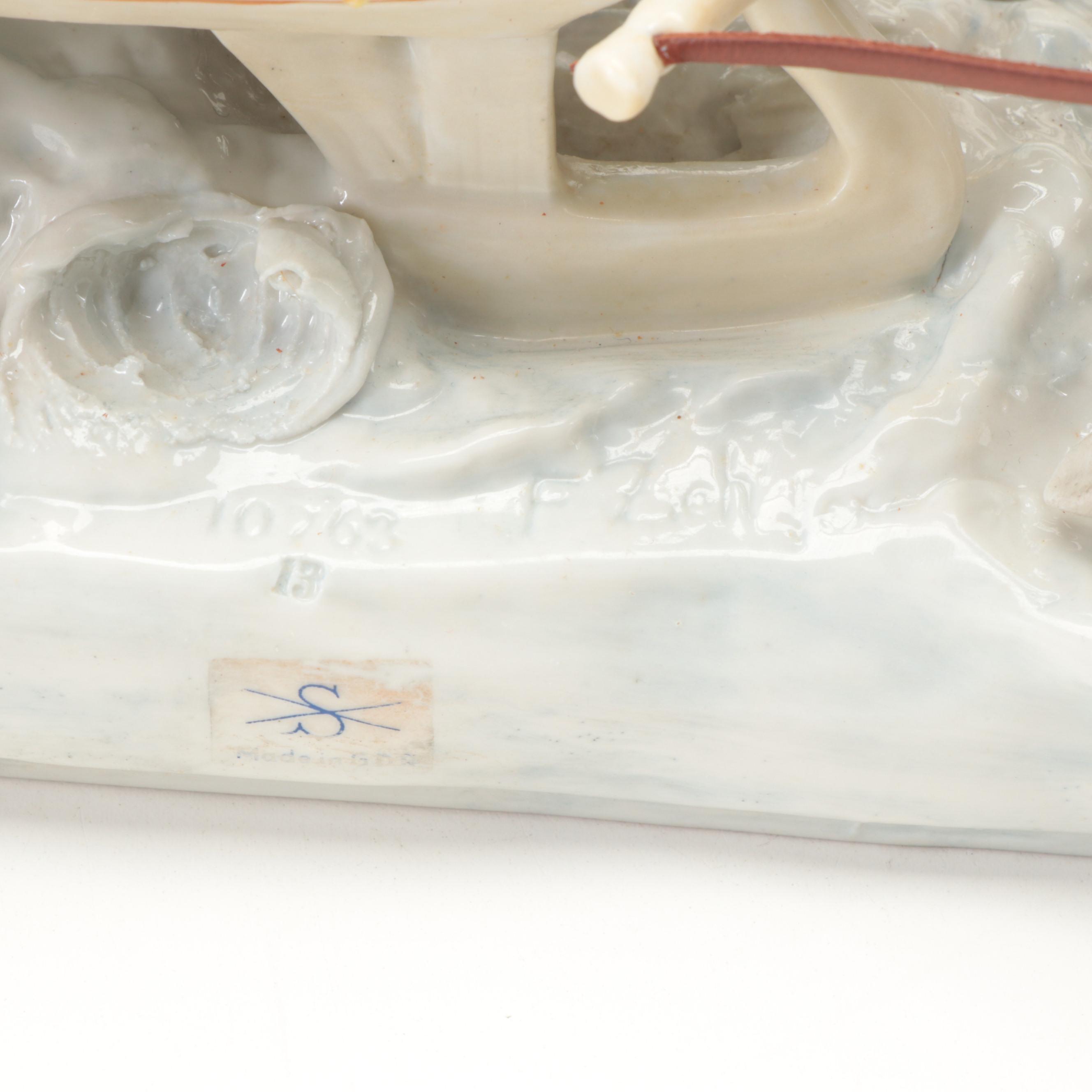 Scheibe Alsbach Hand-Painted Porcelain Napoleon's Escape from Russian Tableau