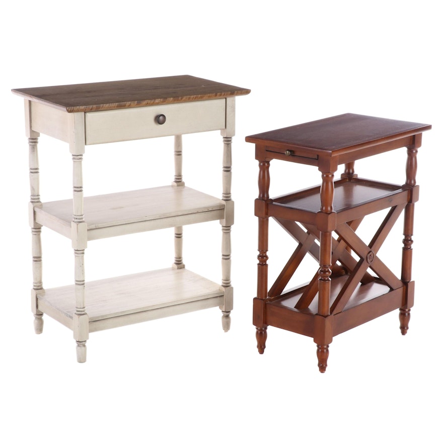 Two Ballard Designs Side Tables, Including One with Magazine Rack