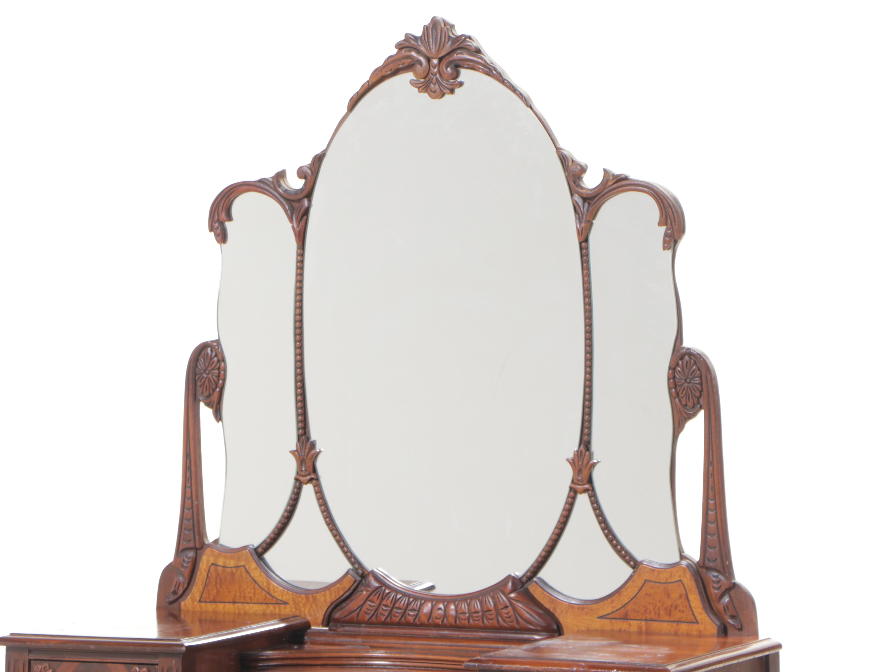 Jacobean Revival Walnut-Veneered Vanity, 1930s