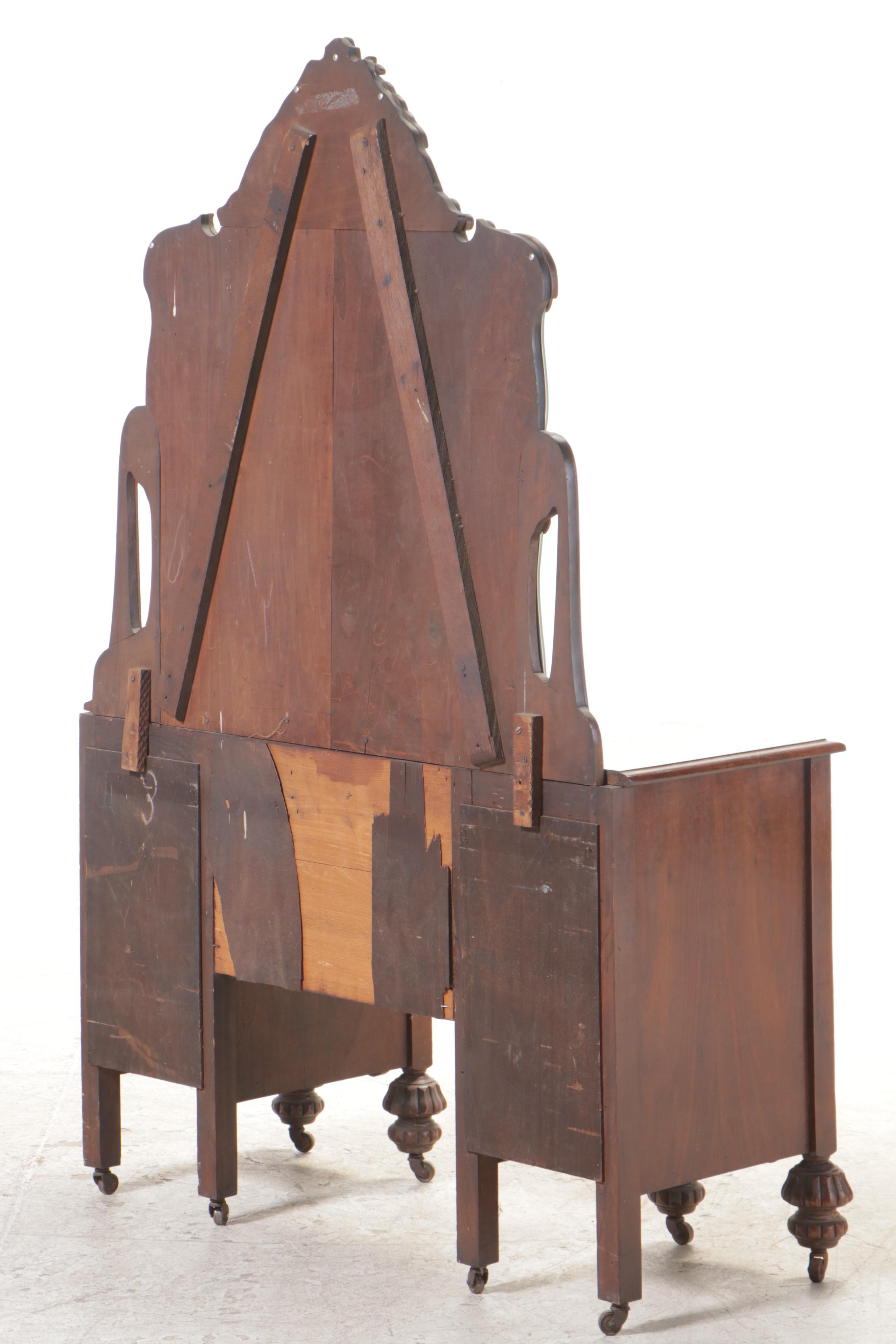 Jacobean Revival Walnut-Veneered Vanity, 1930s