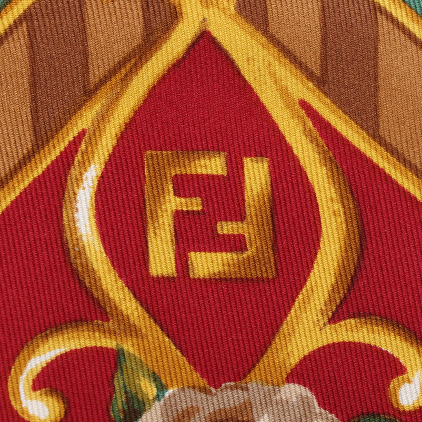 Fendi Silk Twill Scarf in Multicolor Scroll, Acanthus, and Floral Print