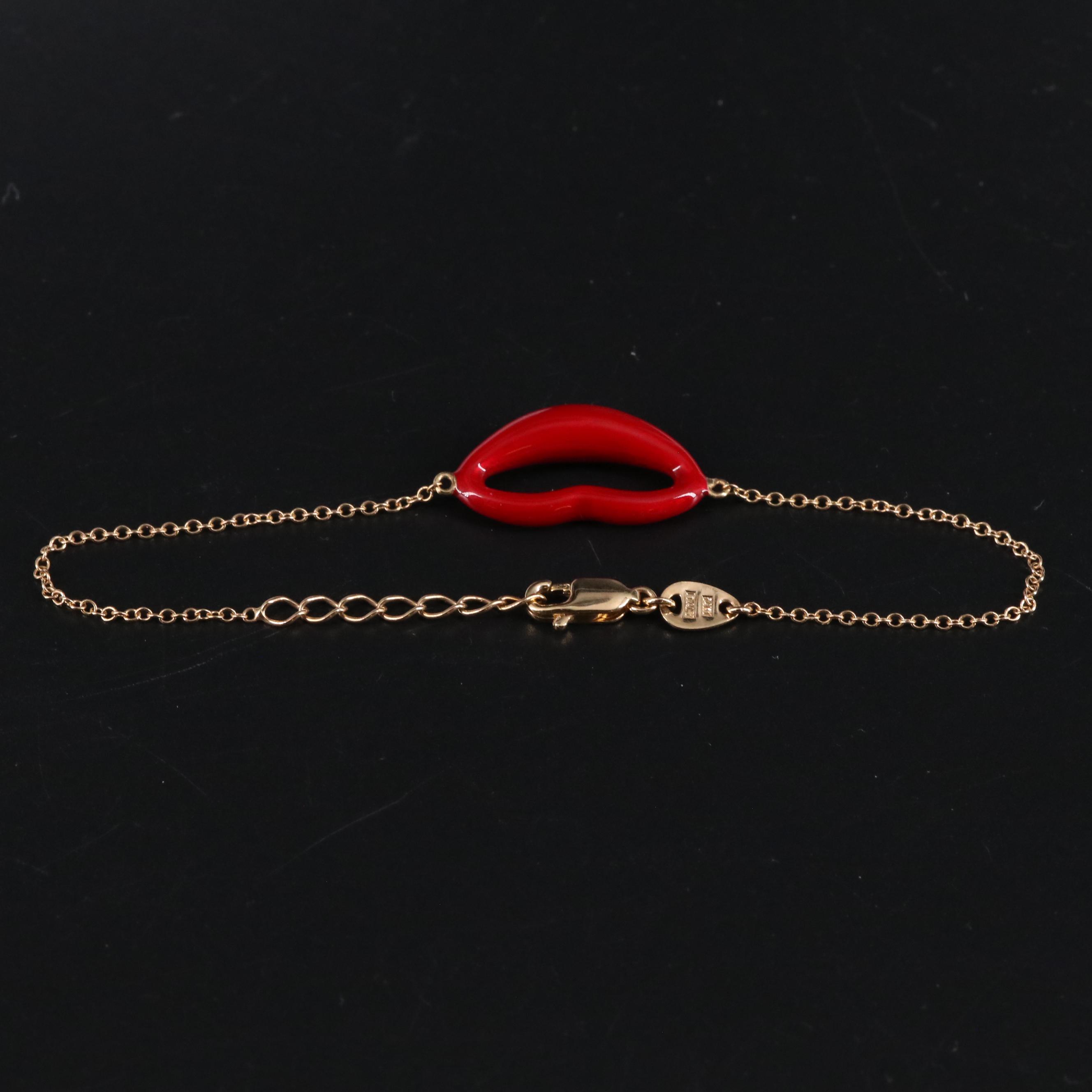 14K Lips Bracelet