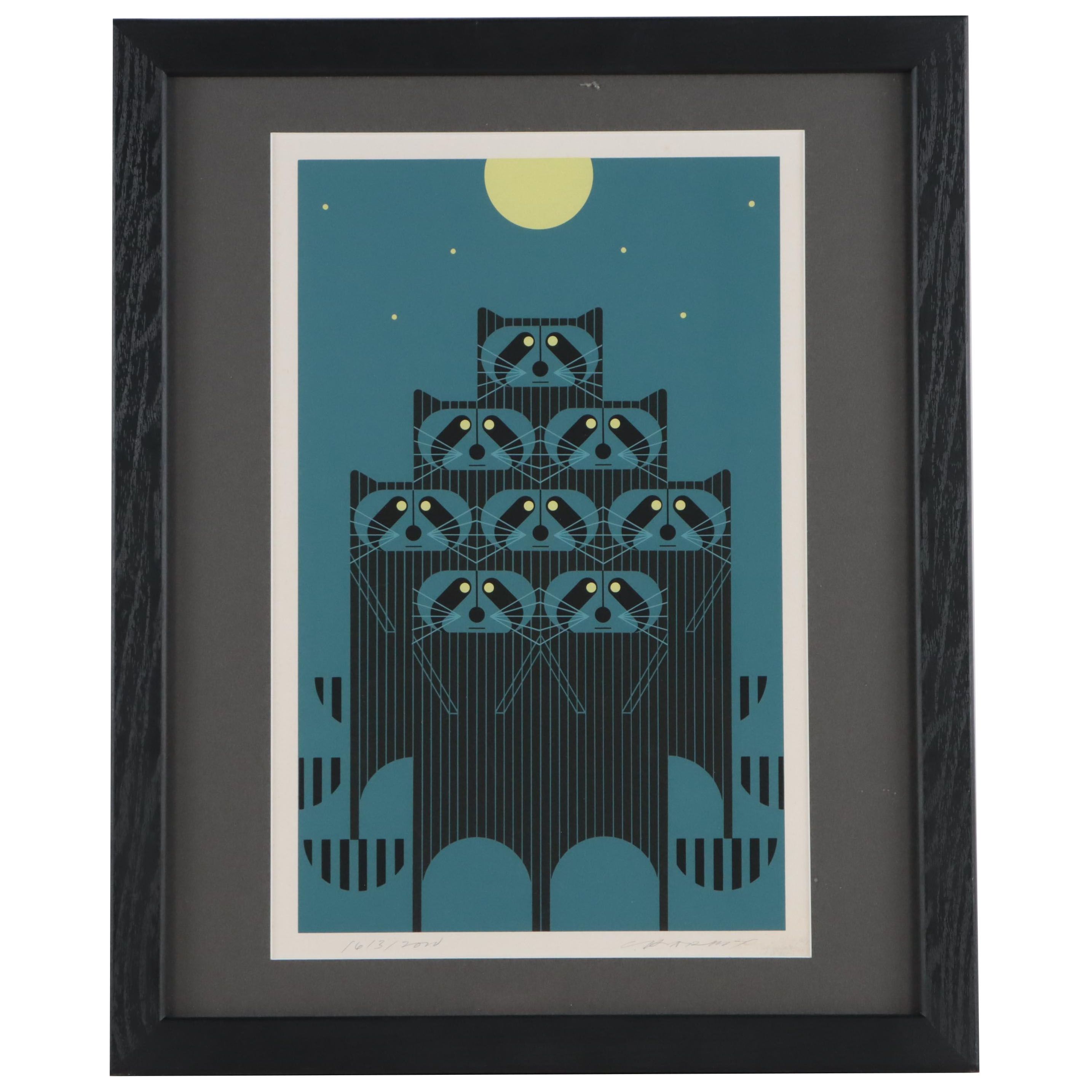 Charley Harper Serigraph "Raccpack," 1975