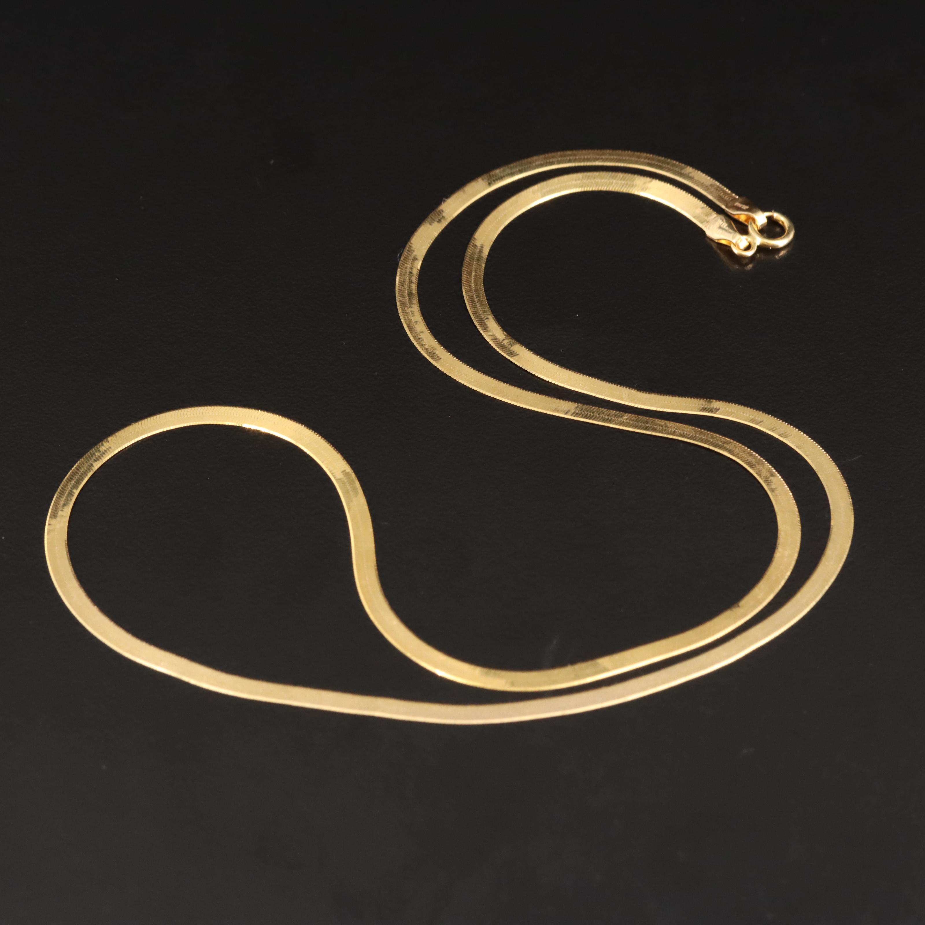 Italian 14K Herringbone Chain Necklace